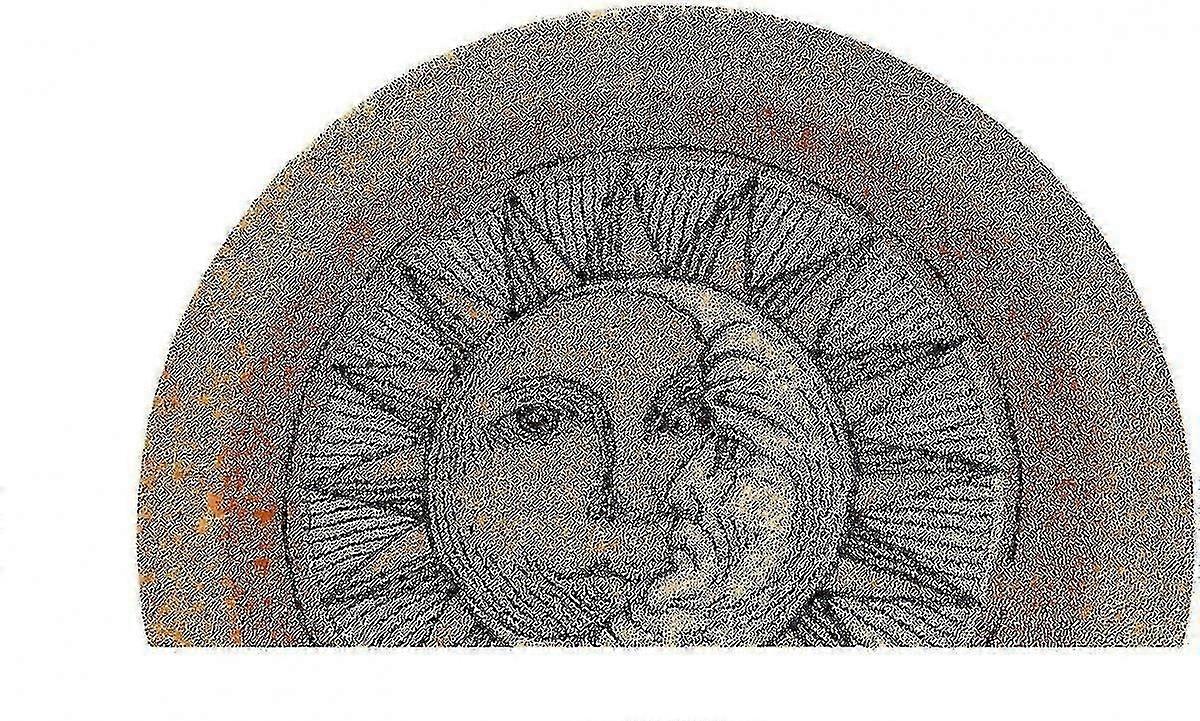 Boho Meia Redonda Tapete De Porta, Bohemian Sol E Lua Tapetes Semicírculo, Tapete Antiderrapante Capacho Macio-FCY
