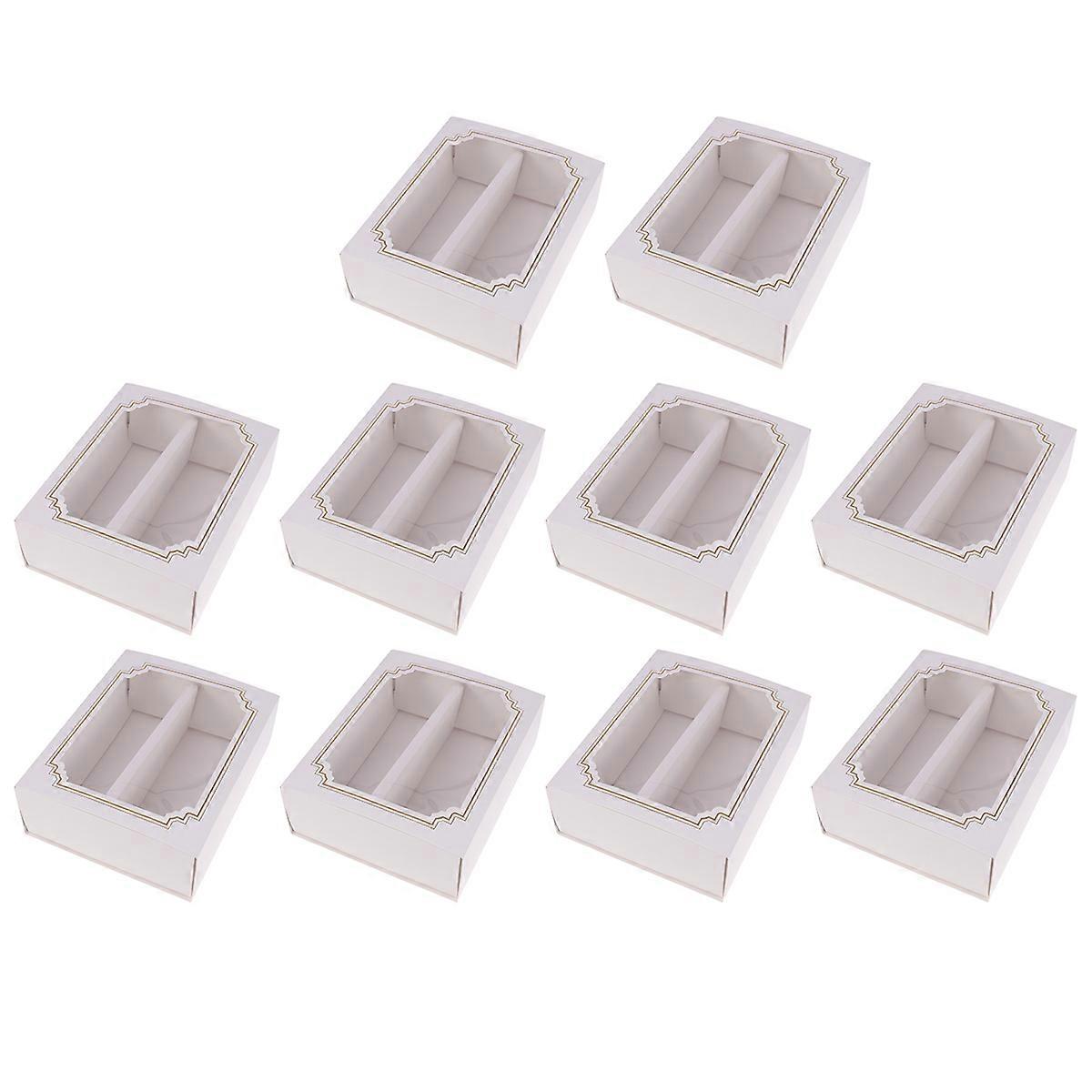 Cupcake Boxes Macaron Box Bakers Event Organizers Transport Protection White Paper Rectangular 5.1X6.3X2.0In 10Pcs