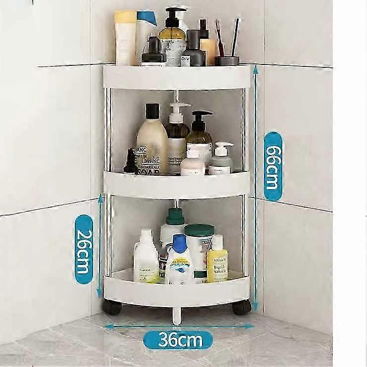 3/4/5 Layer Kitchen Storage Rack Triangle Movable Plastic Bathroom Shelf Wheels Space Saving Organizer