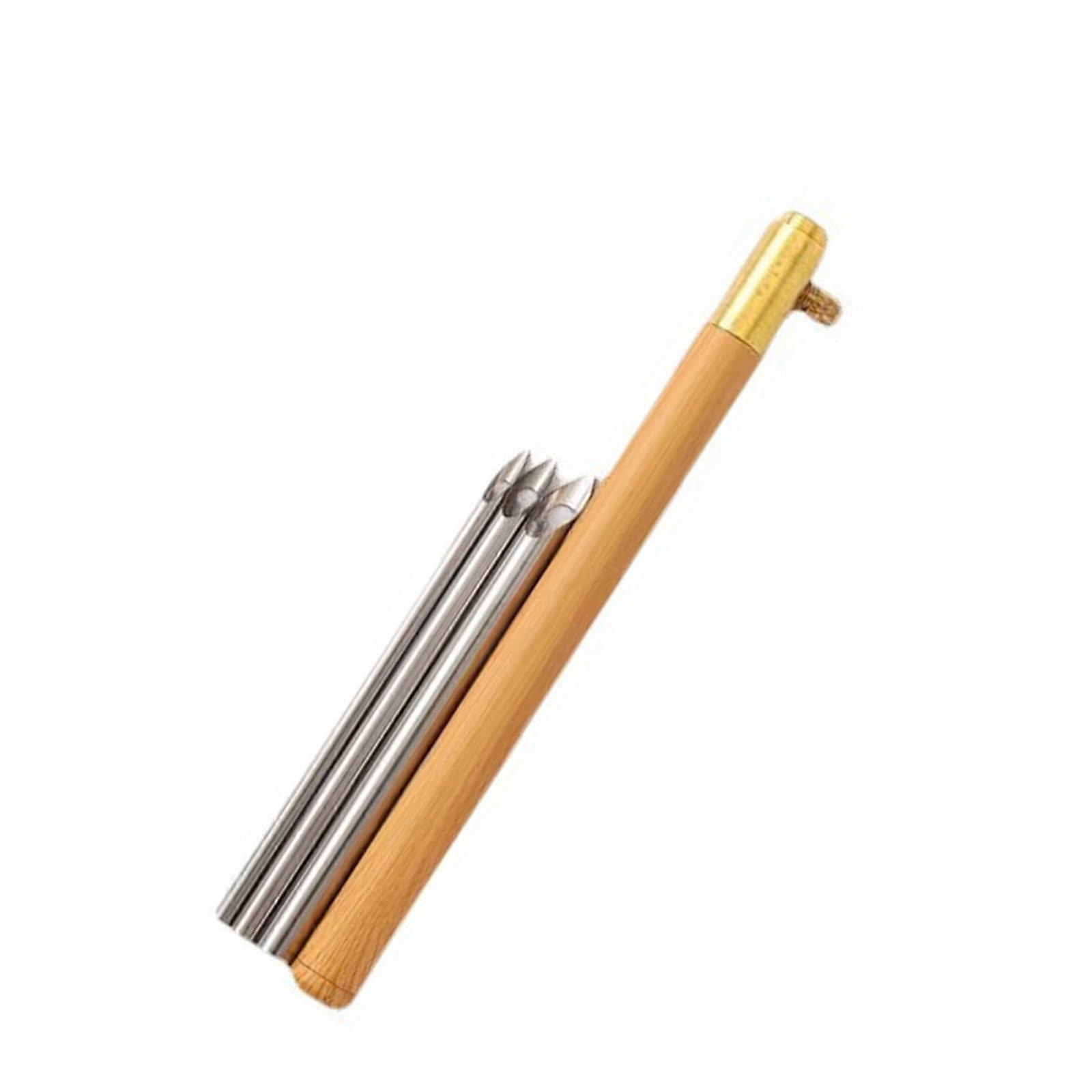 Stanznadel-Set mit Holzgriff, Austauschbarer Stickstift Nadelkopf 5/3,5/2,5 mm für Präzise Stickarbeiten