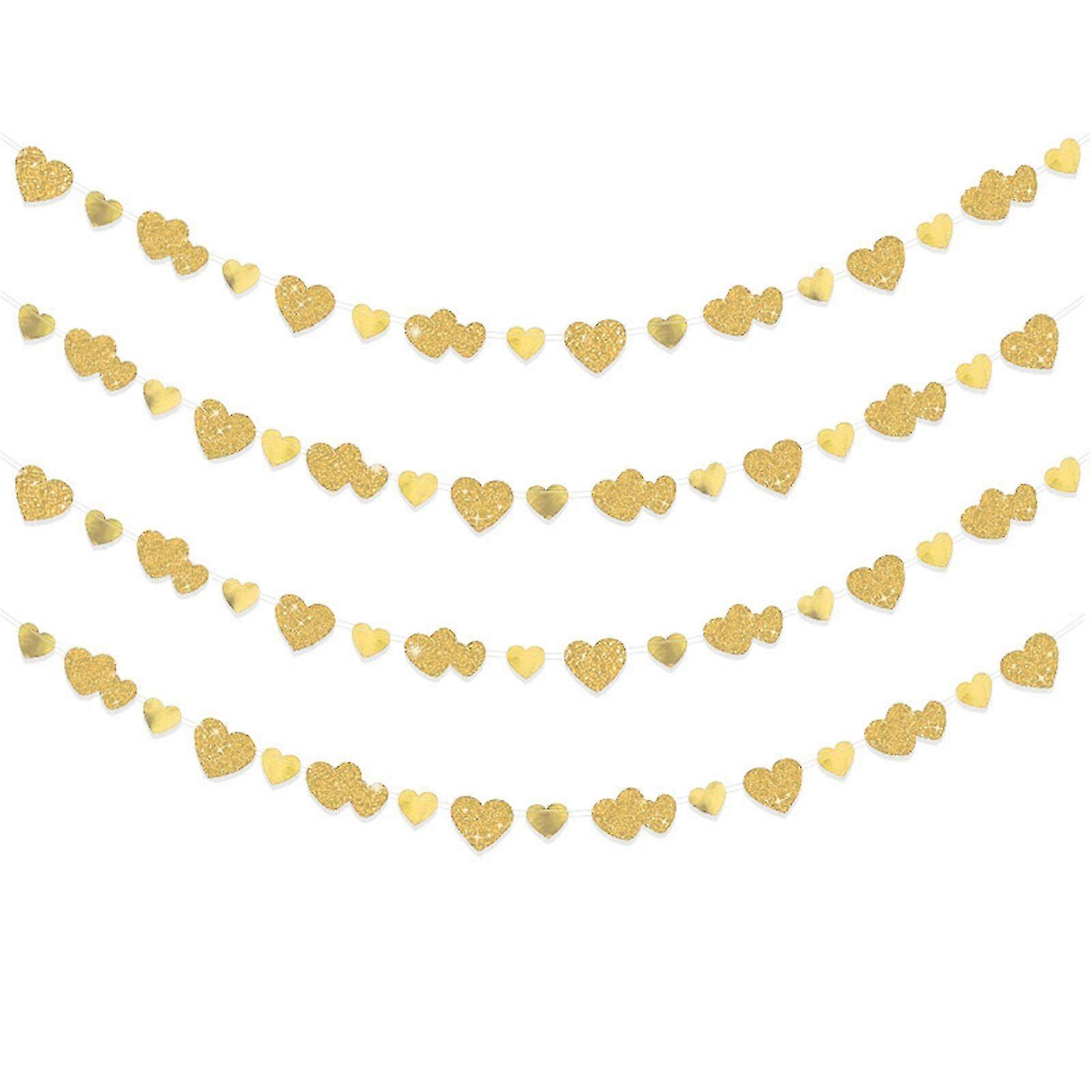 4pcs gold glitter love banners