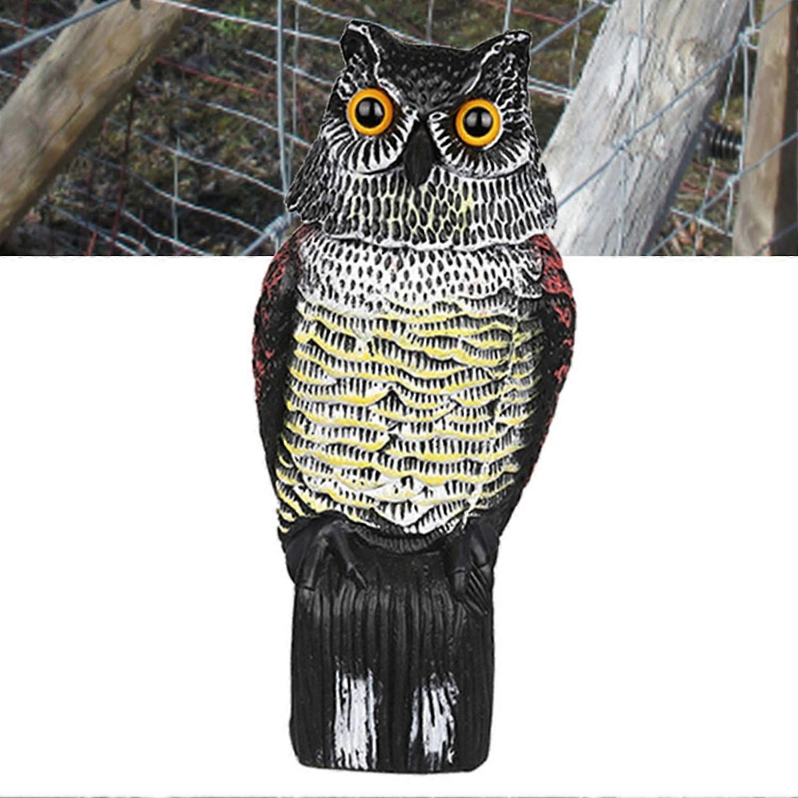 Fake Owl Sculpture PE PP with 360 Degree Rotating Head Owl Bird Deterrents for Garden Ornament