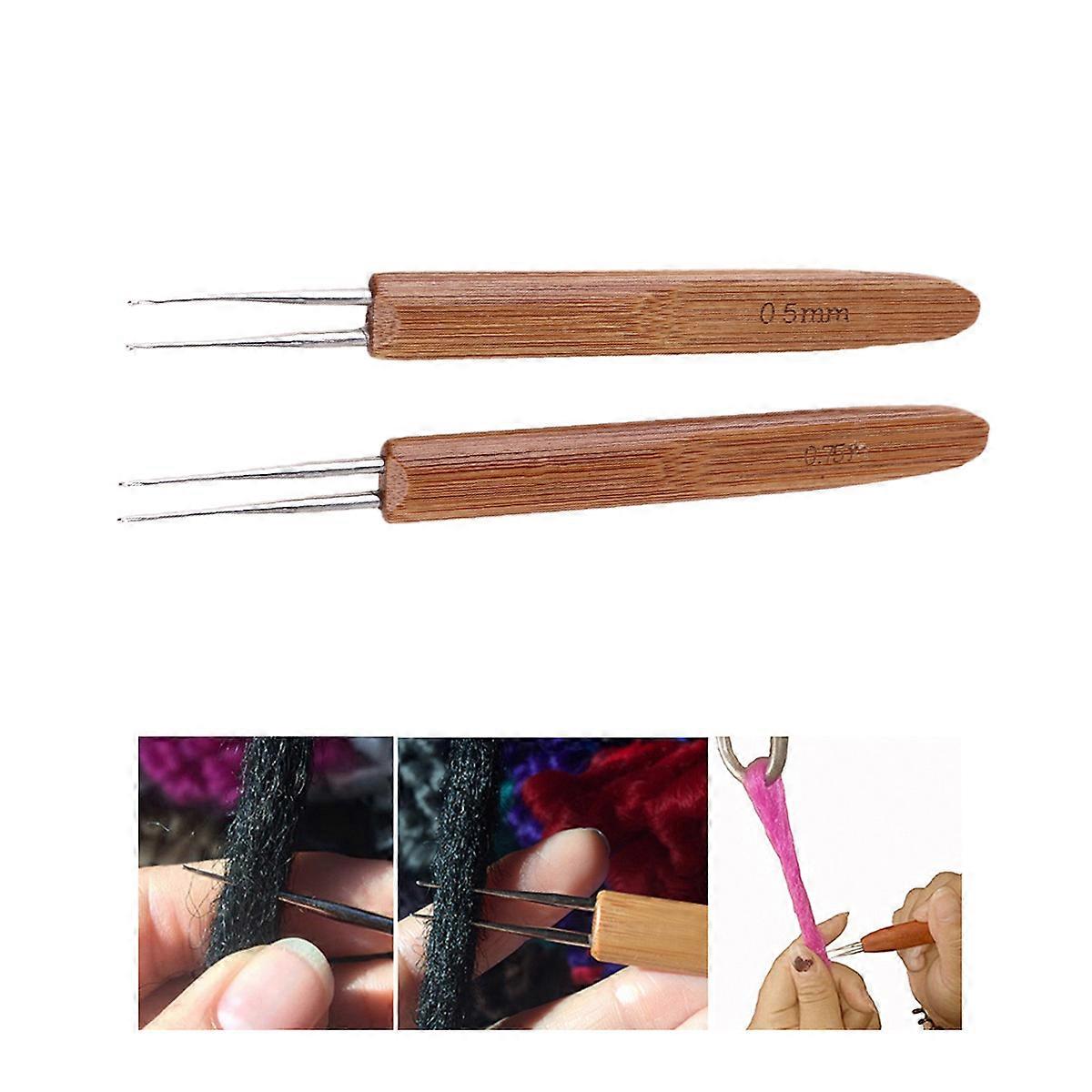 Craft Dread Locks Crochet Needles Bamboo Round Head Style 2 Women Handicraft Enthusiasts 2Pcs