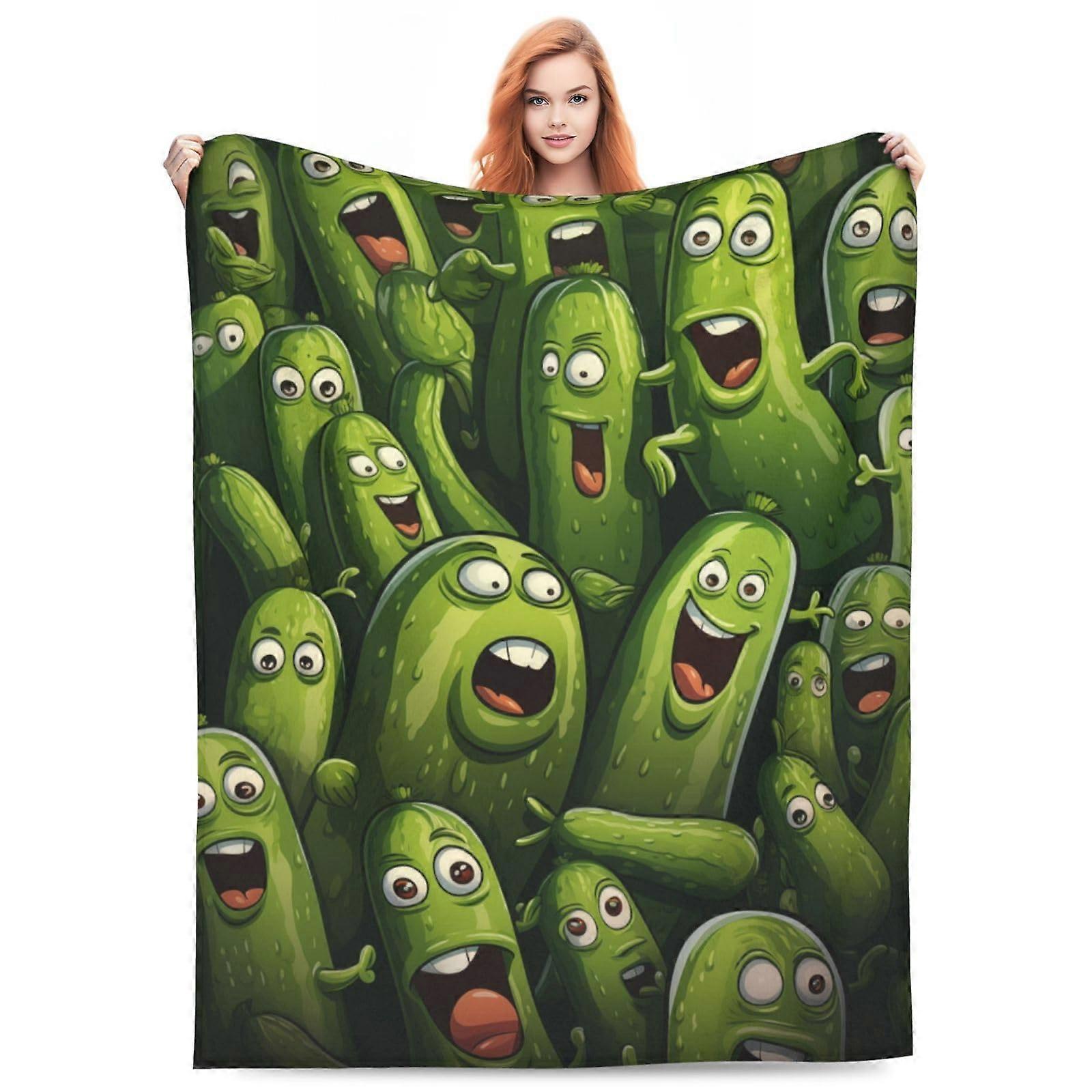 Pickle Blanket Plush Fleece Throw For Bedding Cartoon Pickles Lightweight Flannel Quilt Blanket