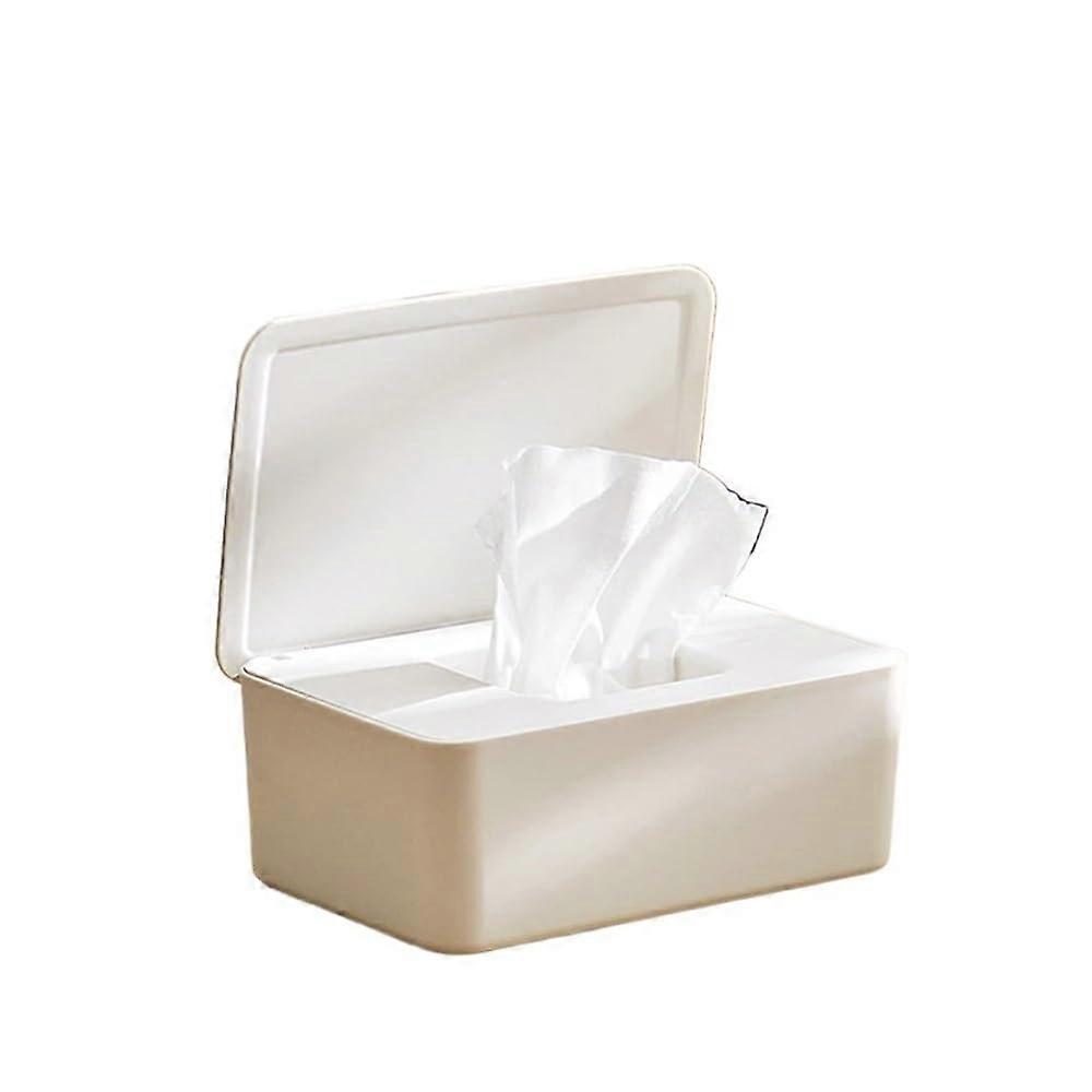 Tissue Box, Tissue Dispenser And Napkin Holder, Plastic With Lid, Wet And Dry Dispenser, White Small