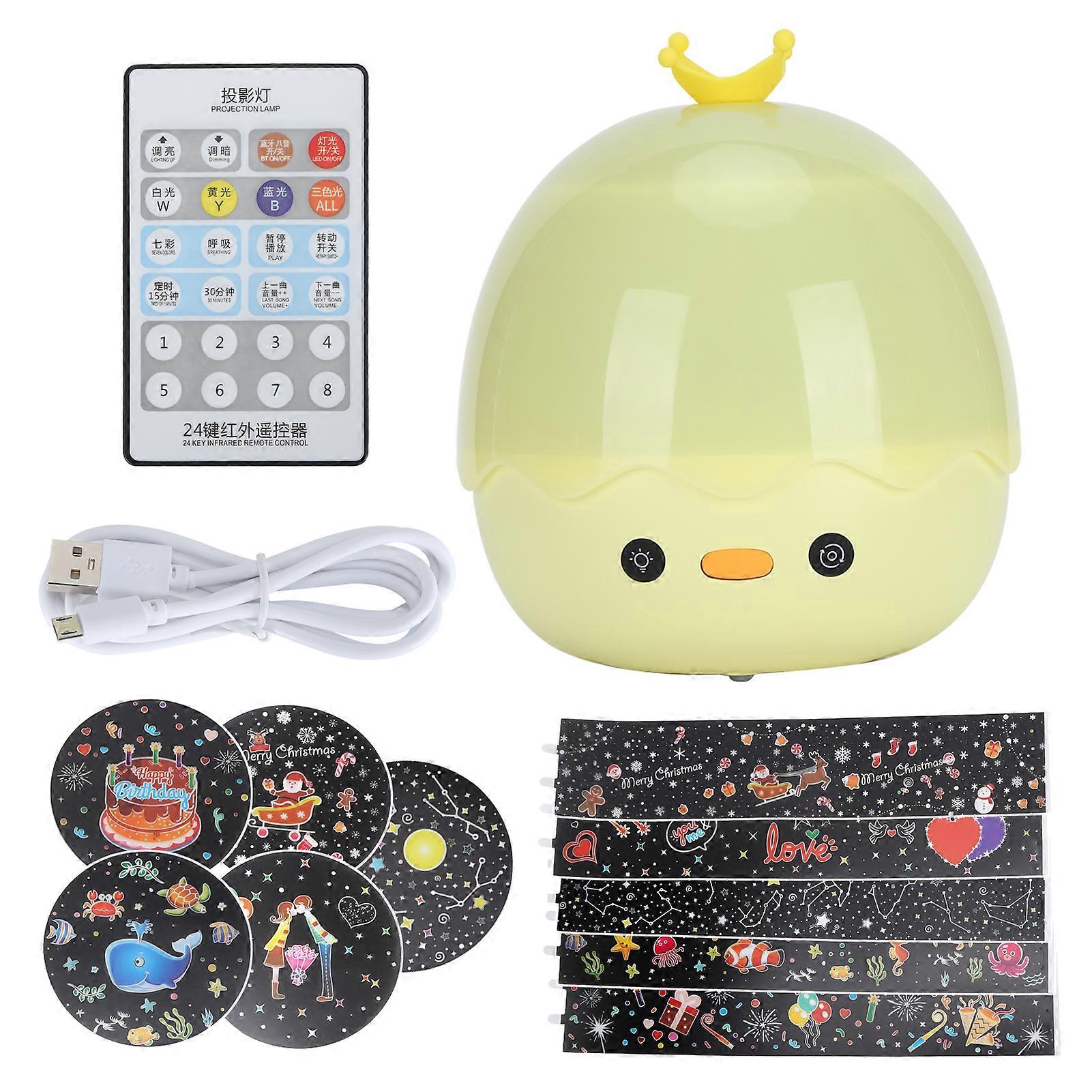 Night Light Projector Multicolor Lamp Mini BT Speaker Remote Control Player Kid Gift Crown Duck