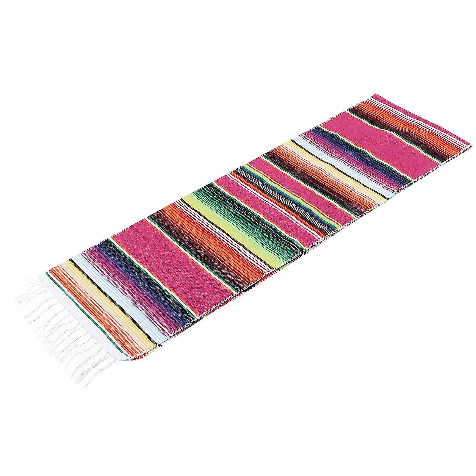 Mexican Style Blanket Table Runner Rosy Color For Home Decoration Quick Drying 1Pack