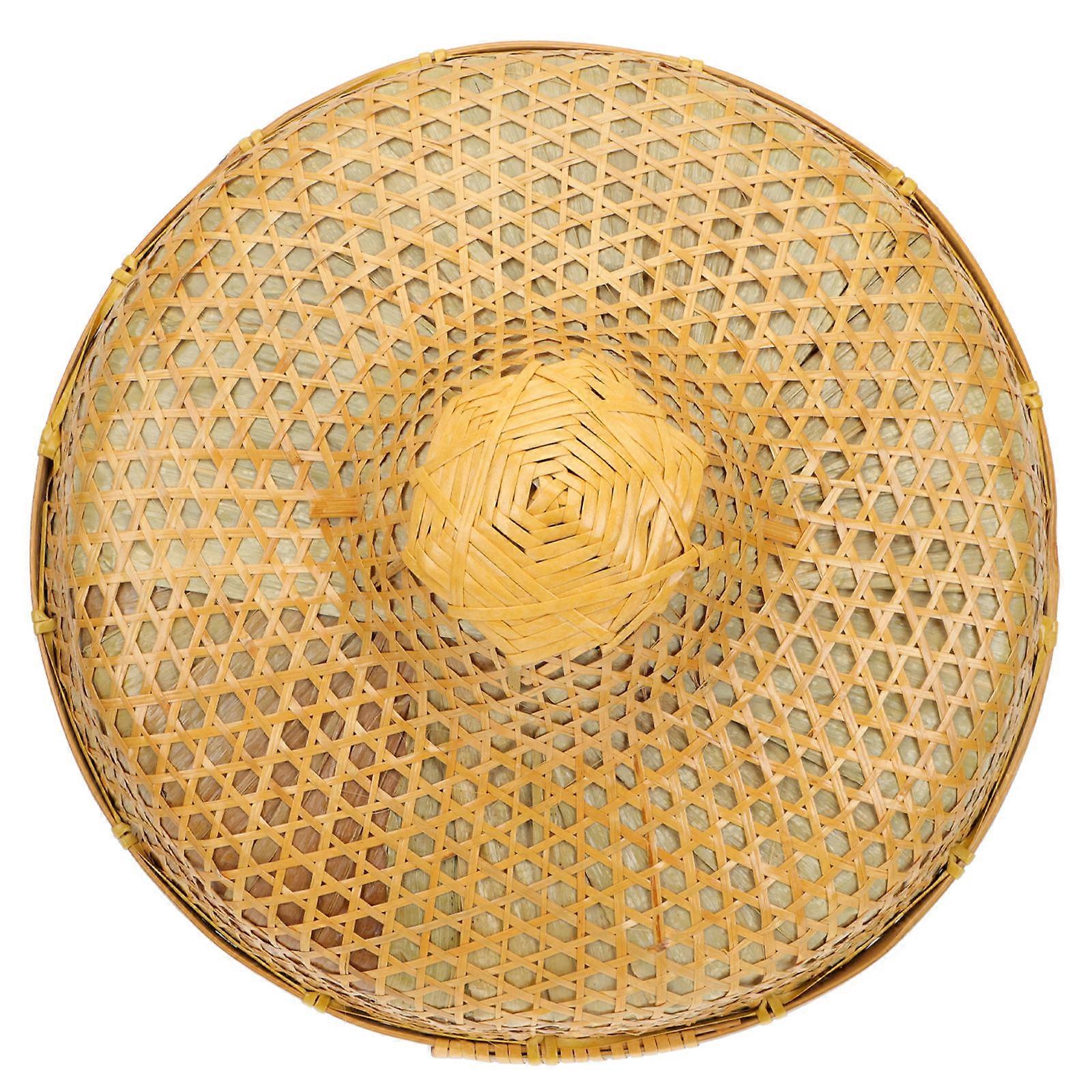 1pc Bamboo Hat with Vintage Design for Farmers and Laboring