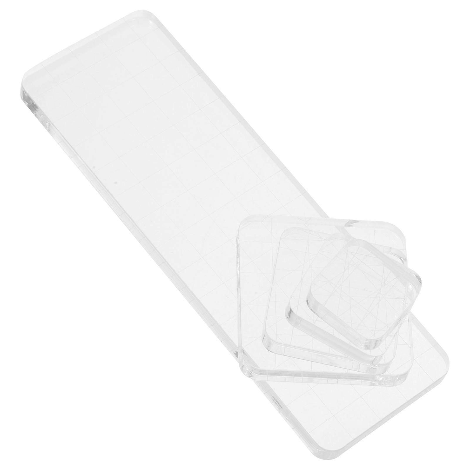 Transparent Acrylic Stamping Block for DIY Craft Use with Smooth Edges and Durable Quality 5 Pieces