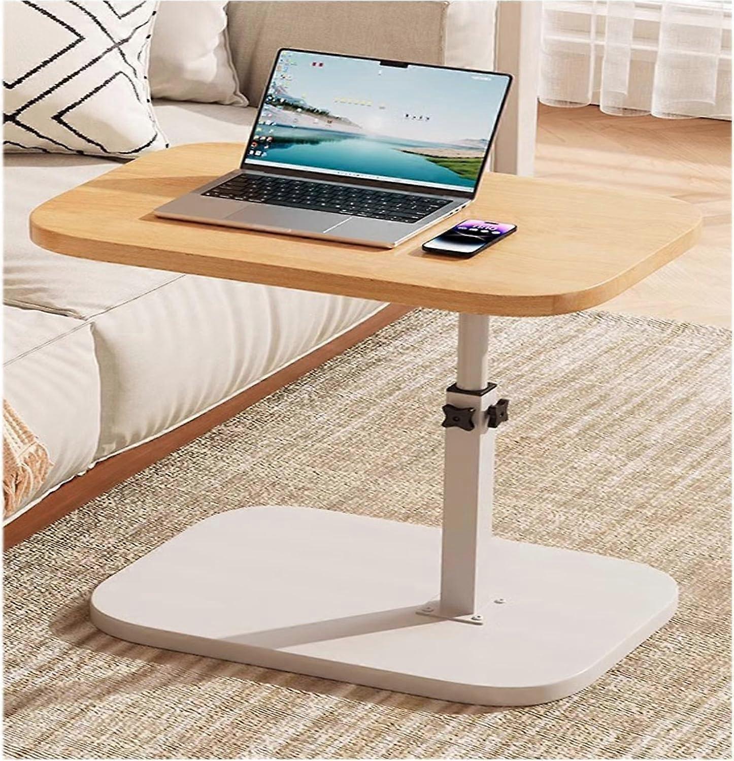 Adjustable bedside table for snacks and standing desk. Sturdy wrought iron frame. Wood color, 30*45cm. Ref: 6560