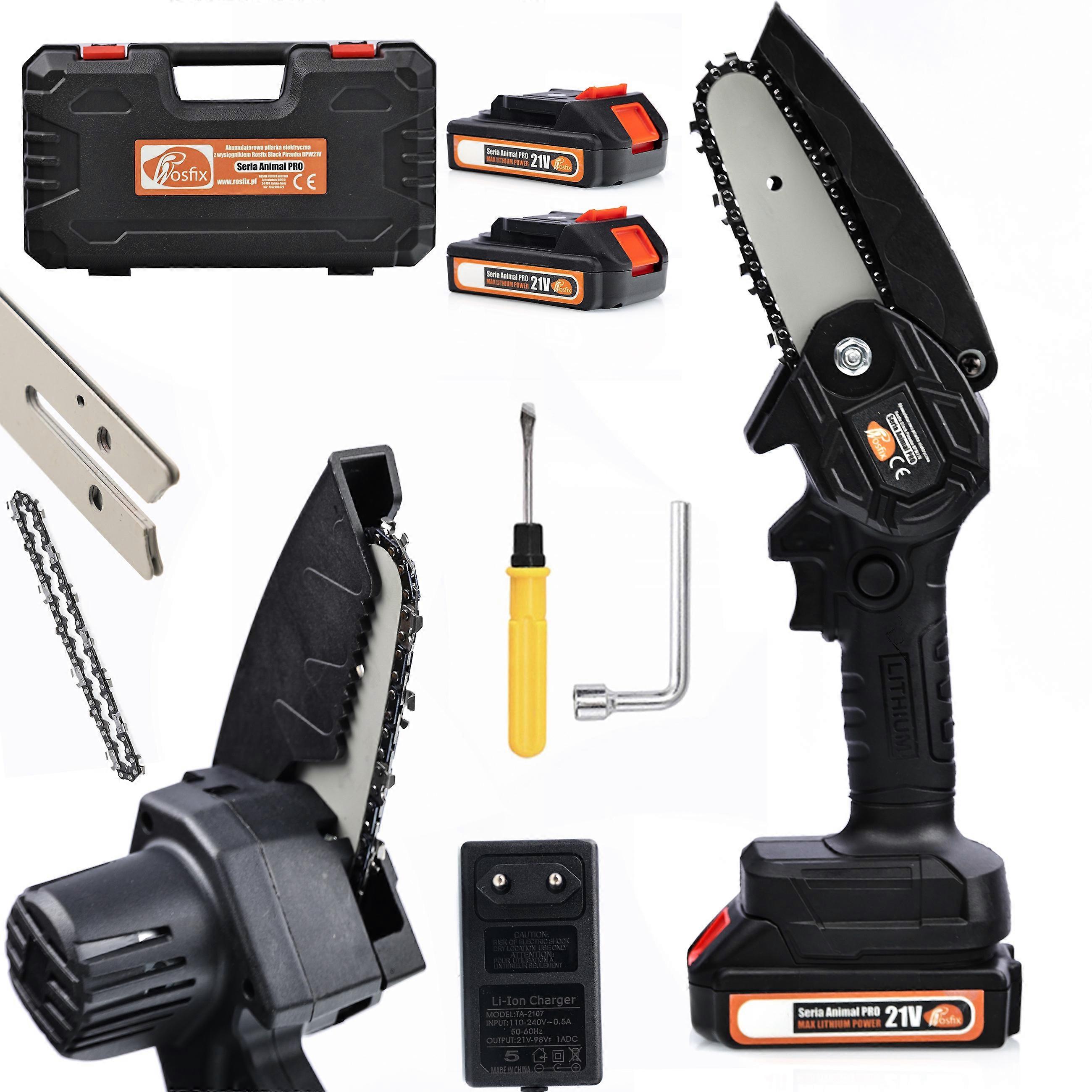 Rosfix Cordless Electric Saw Black Piranha BPW21V | Set with 2 batteries and boom