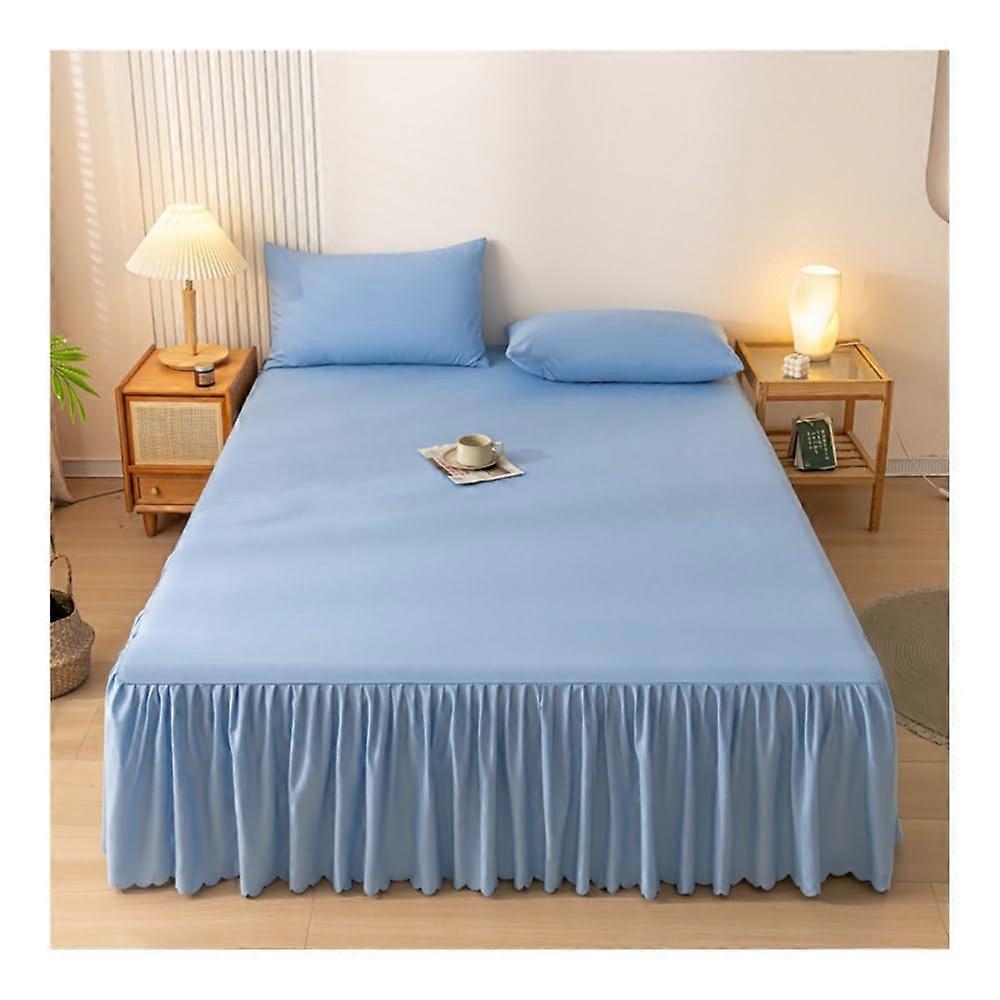 "Solid Color Queen Size Bed Skirt with Four Corners and Elastic Band, Brushed Fabric, Tianlan 120 x 200 x 45 cm"