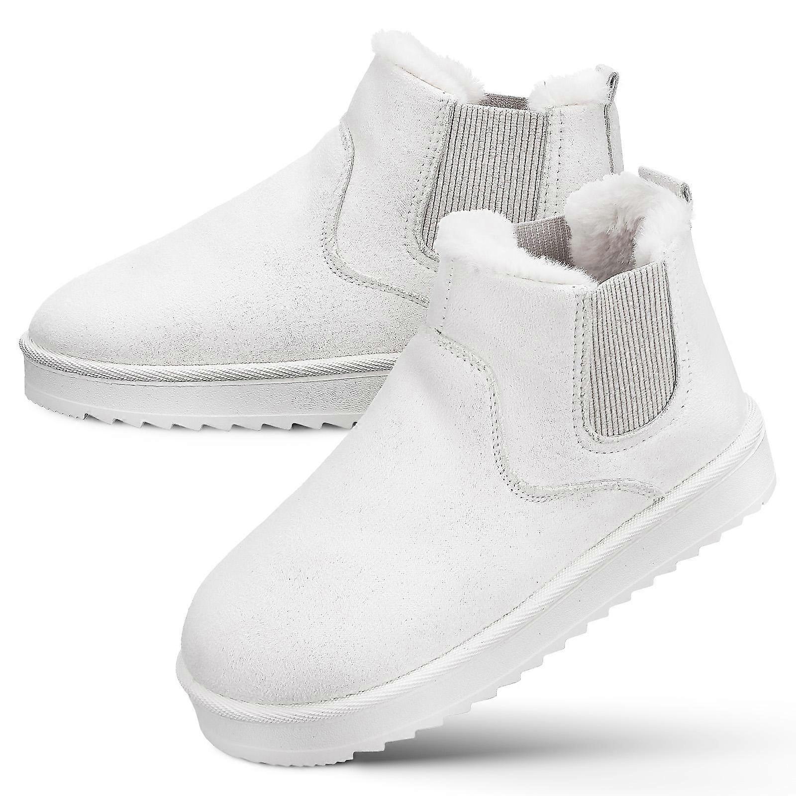 Women Snow Boots Warm Insulation Ankle Height White 1Pair