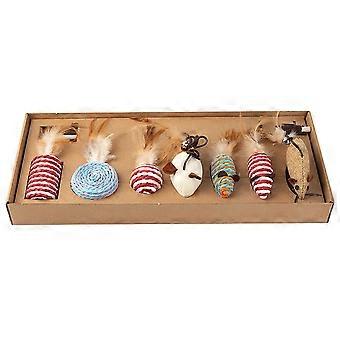 Set van 7 grappige katten stok simulatie muis huisdier speelgoed kitten kunstmatige veer teaser toverstok dierbenodigdheden accessoireYMJJ