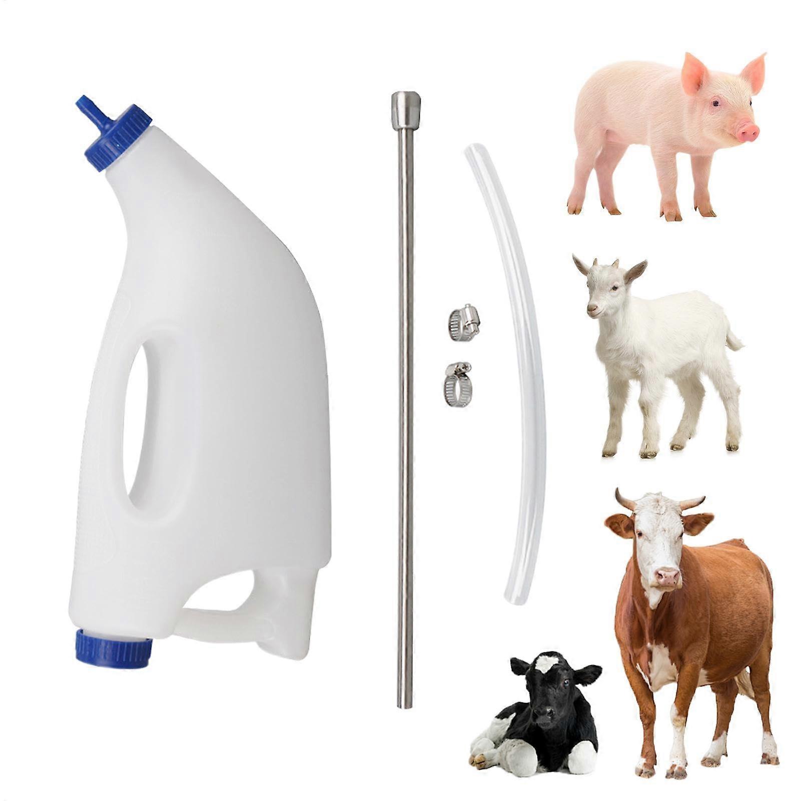 Calf Feeder Oral Fluid Streamer Esophagus 4L Tube Feeder Bottle With Handle For Calves Goats Lambs