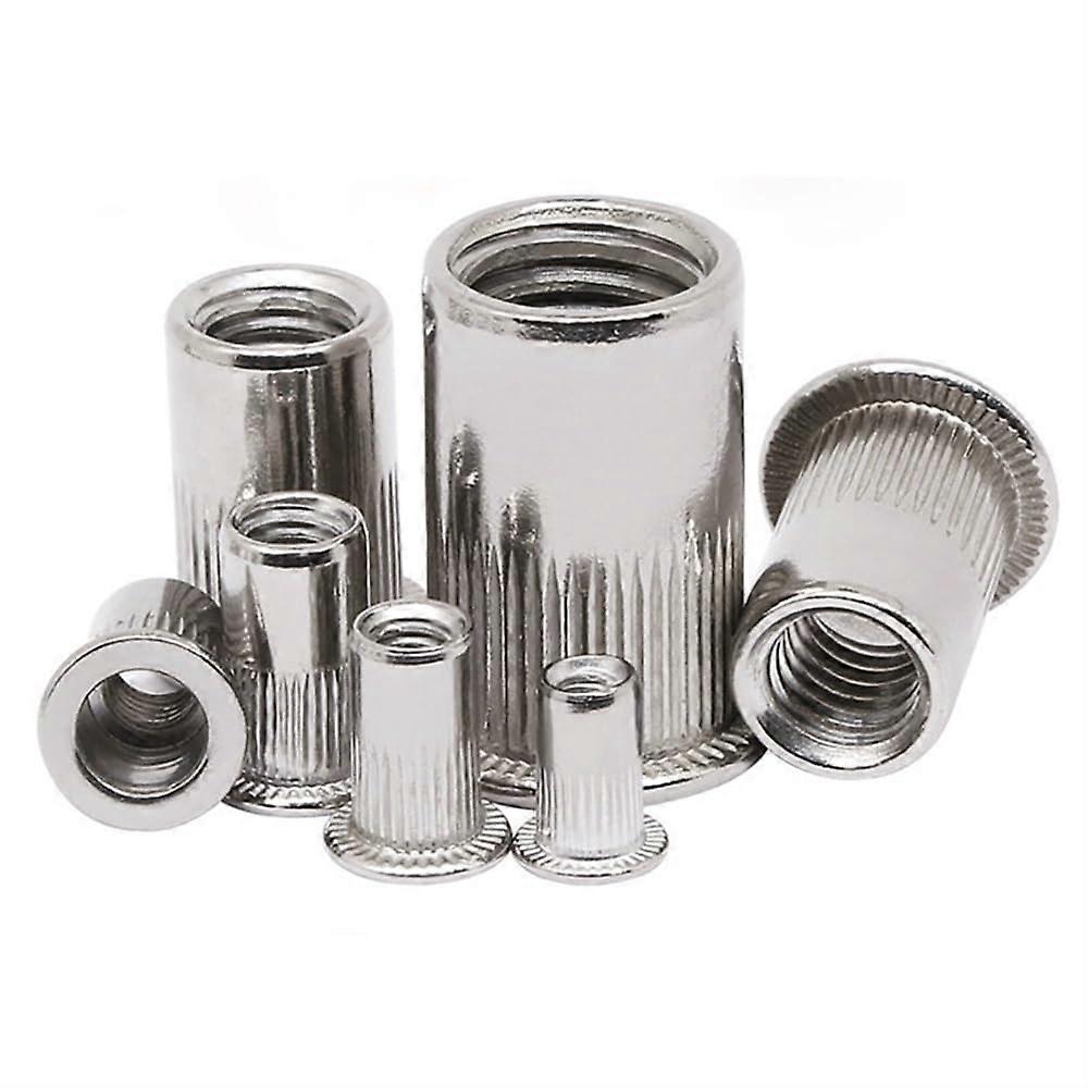 304 Stainless Steel Rivet Nut Kit 50pcs M3 M4 M5 M6 M8 M10 M12 Flat Countersunk Insert Nutsert for Metal Applications