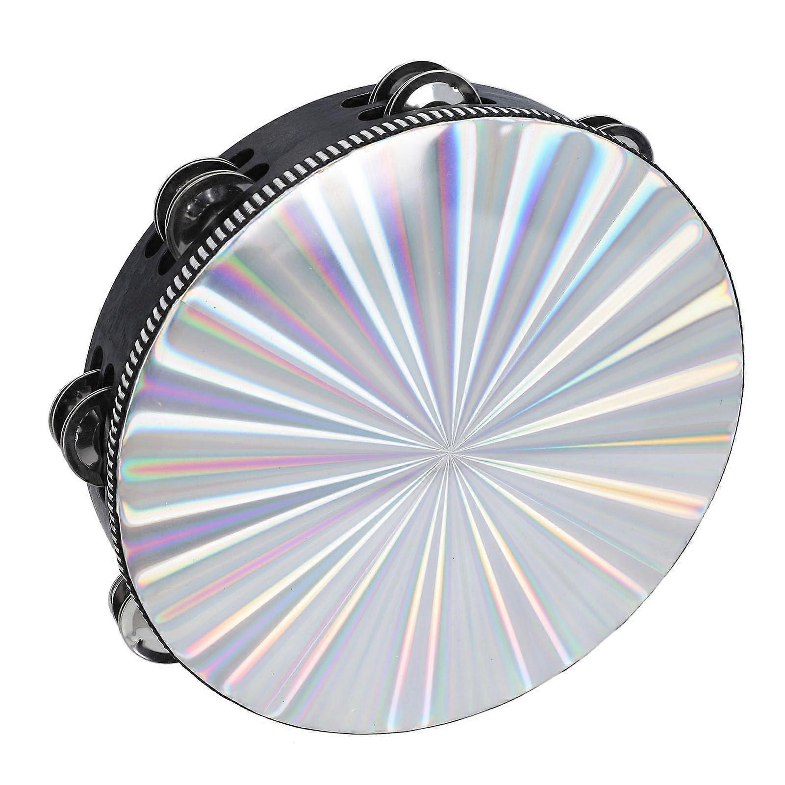 Shining Tambourine, Hand Percussion Instrument with Clear and Crisp Sound for Beginners, Dance and Singing Parties (10 Inch)