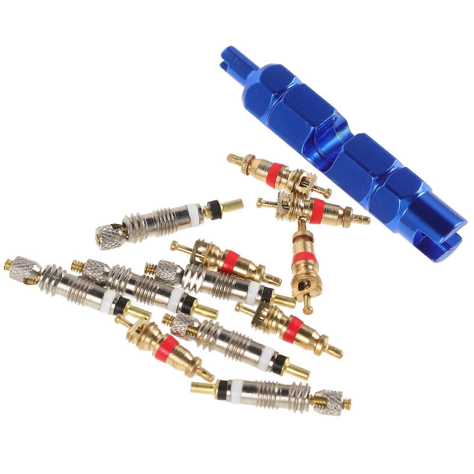 Bicycle Valve Core Remover Tool Set with Metal Caps and Stem Accessories for Tire Repair