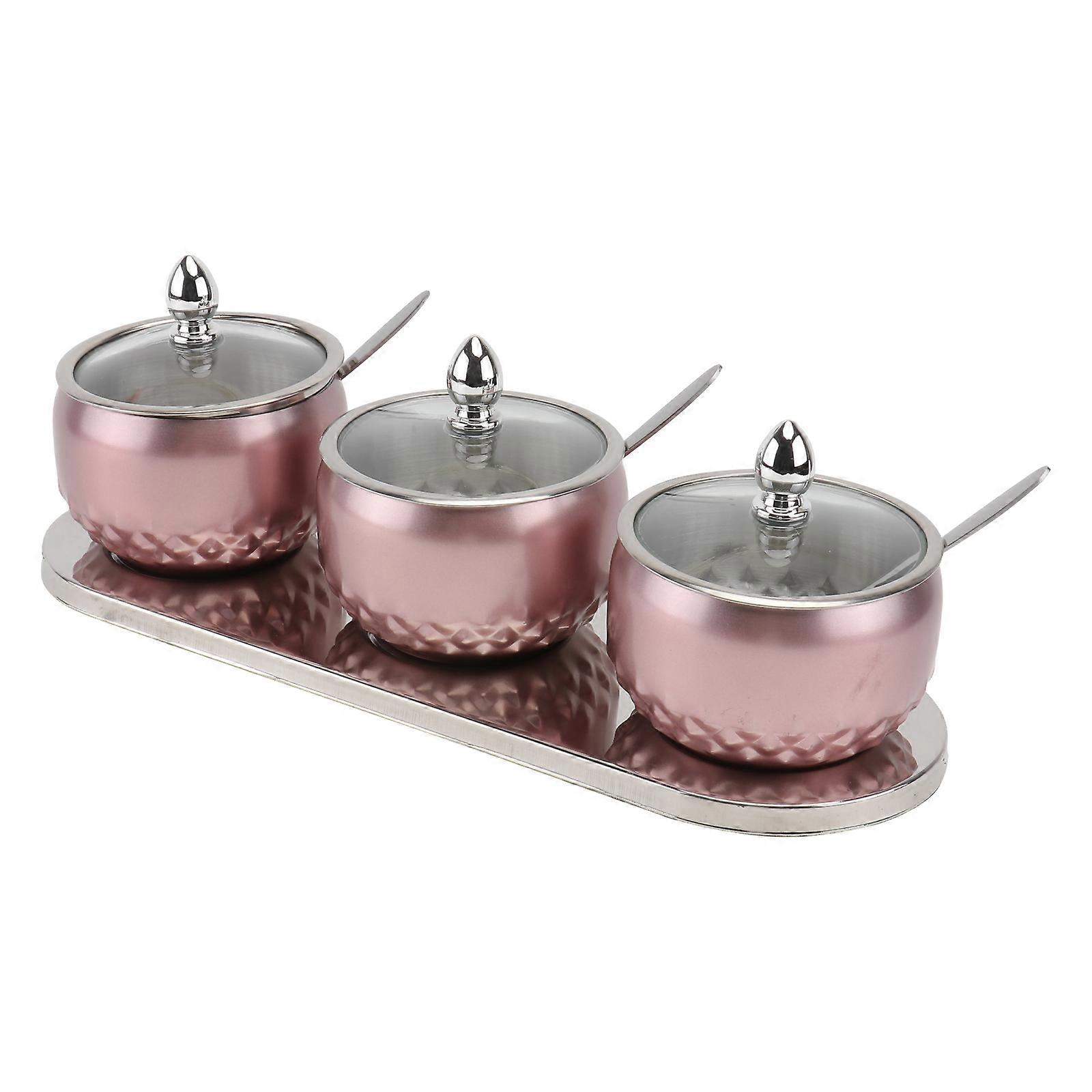 Sauce Container With Lid Stainless Steel Seasoning Jars Cooking Preparation Easy Open 30X10Cm 1Set