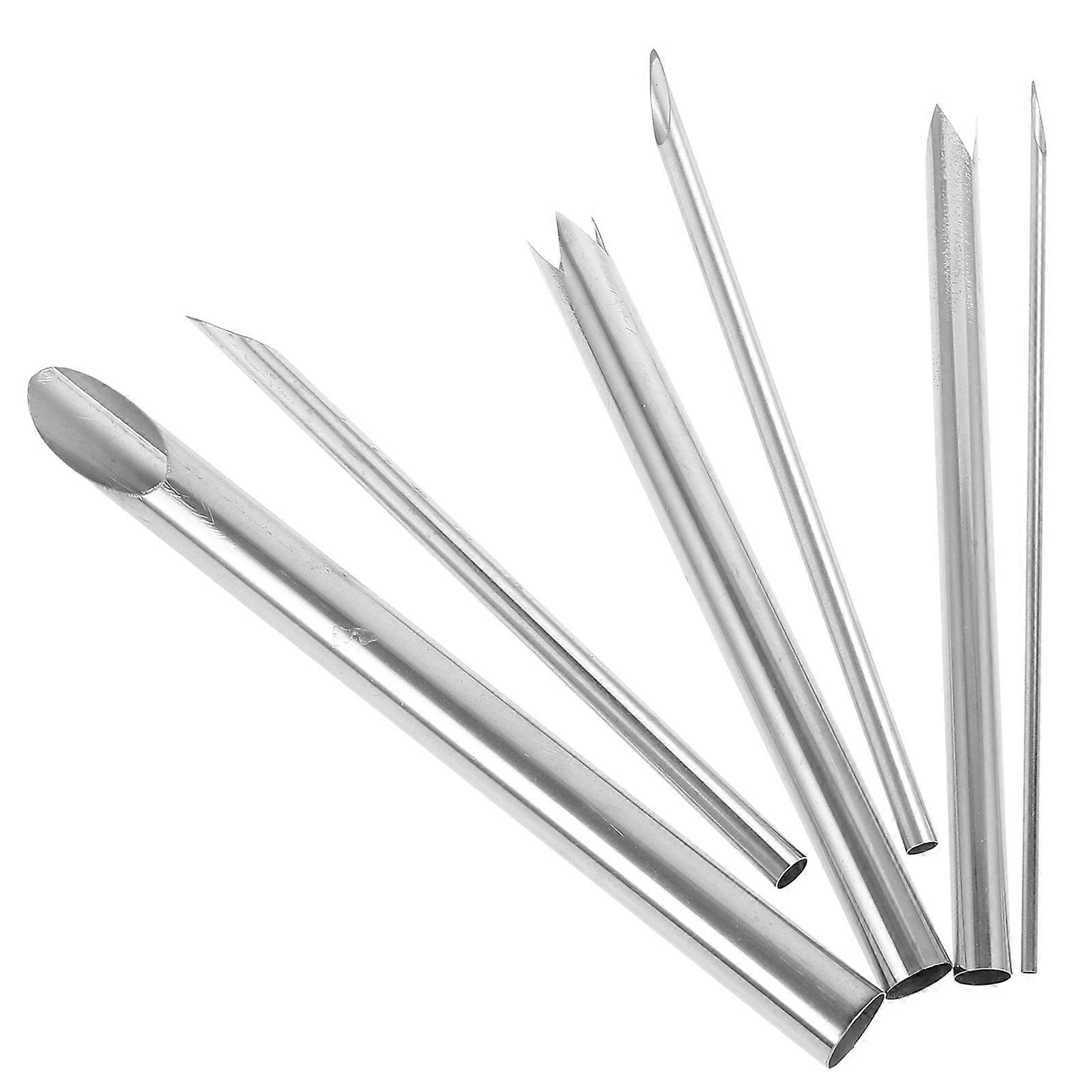 Pottery Clay Hole Punch Tool with Durable Metal Material for Office Use Silver Color 6pcs