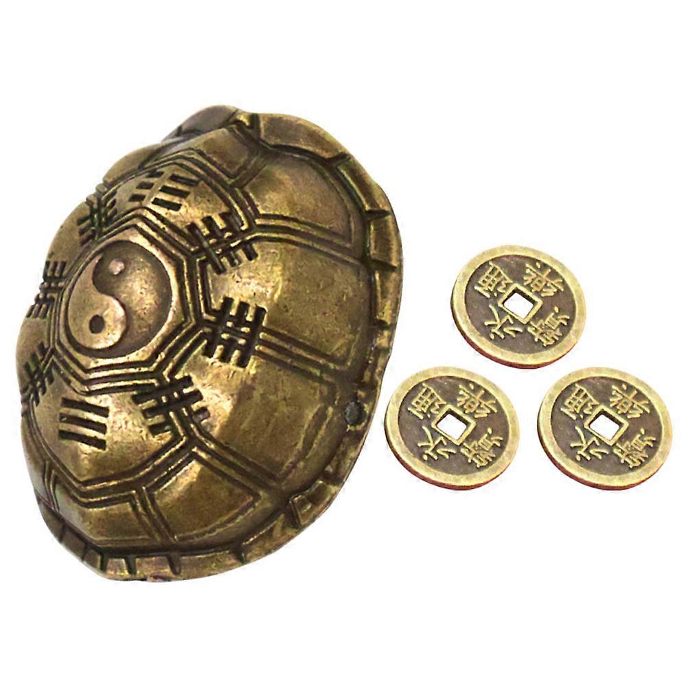 1 Set Divination Coins Turtle Shell Lucky Tortoise Figurine Good Luck Charm