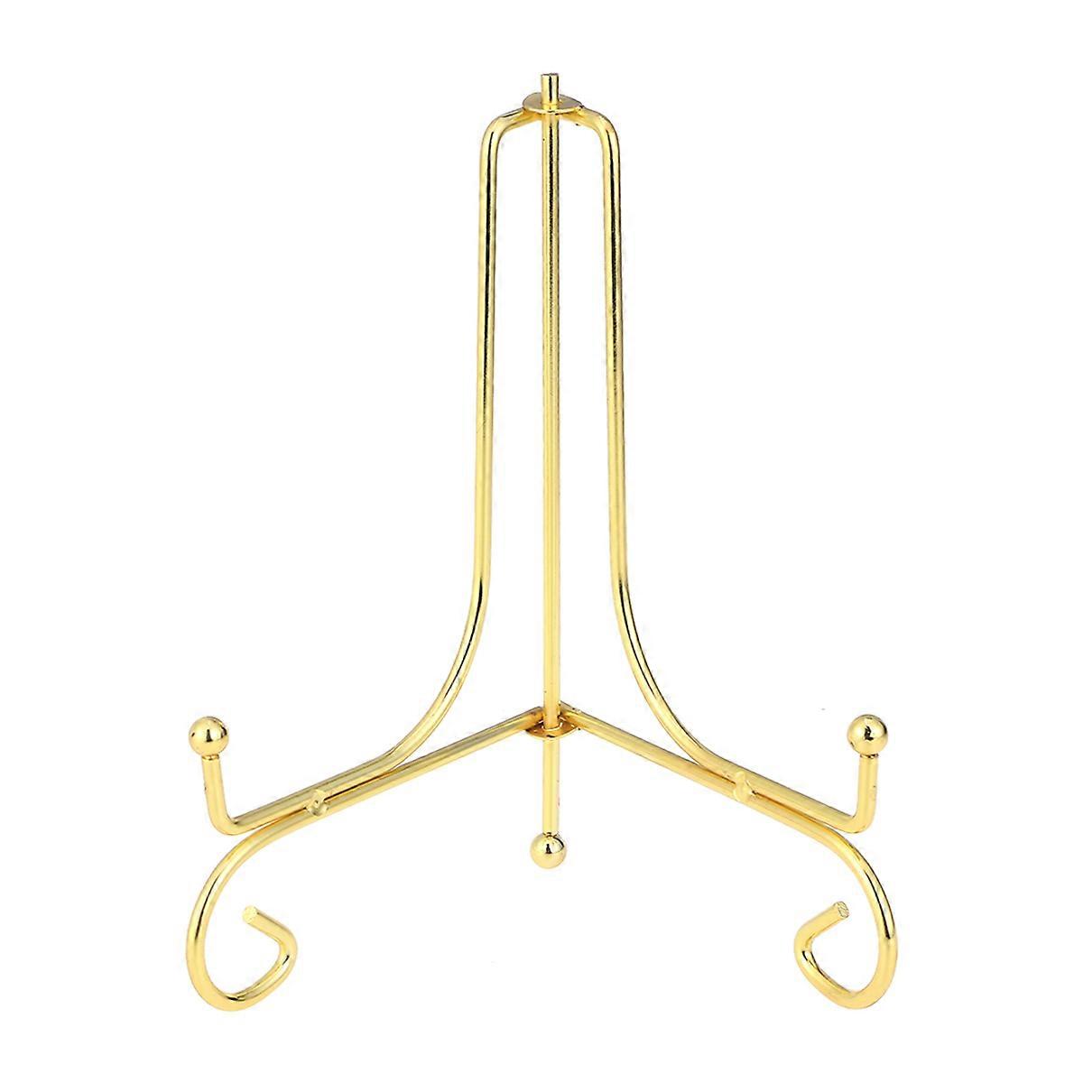 Dish Display Stand Curved Design Holding Books Golden 9x9x15cm 1Set