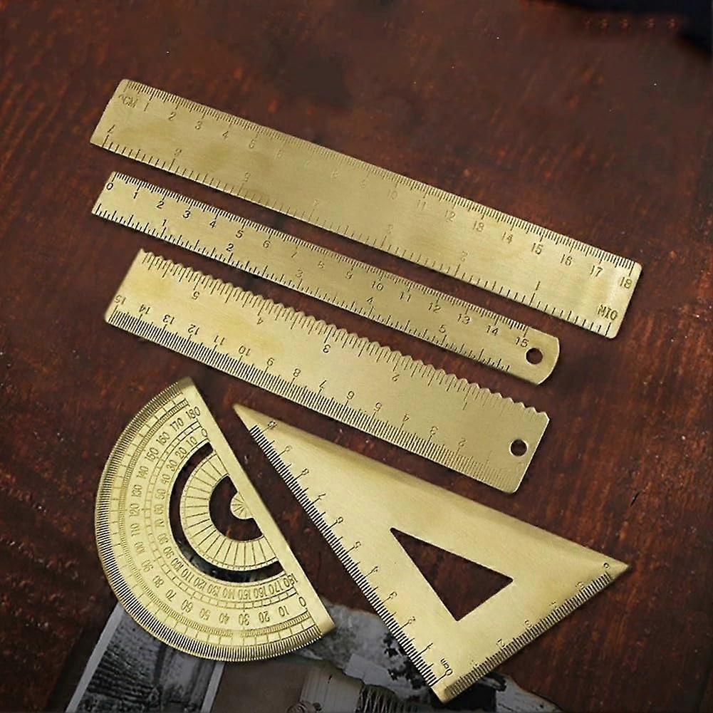 Brass Triangular Ruler with Clear Metric and English Scale for Precise Measuring Tasks, 30 cm Length, Metal
