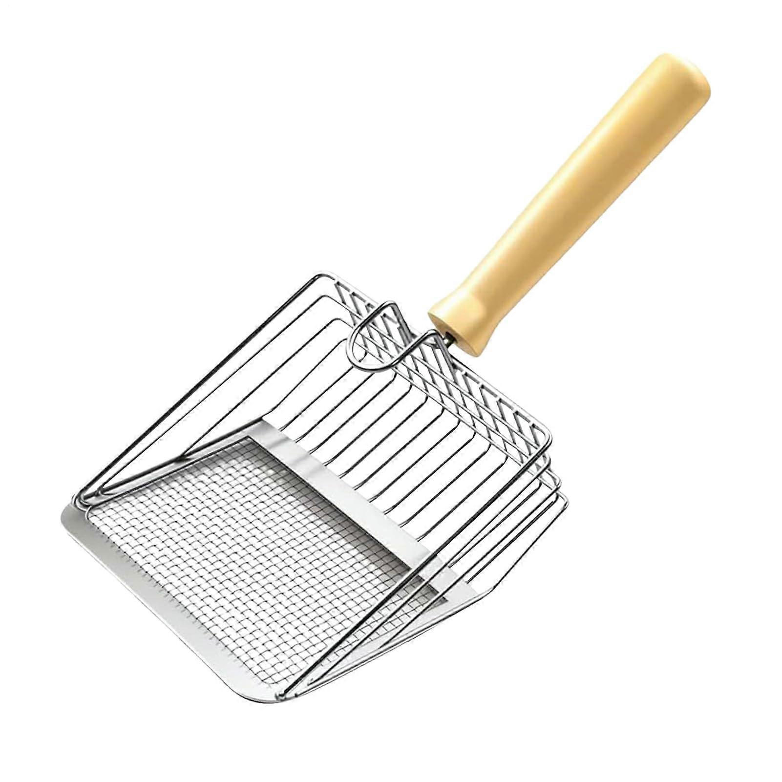 Cat litter scoop, stainless steel cleaning tool, deep poop sifting scoop, antislip handle for multiple cat cages, small animal waste removal, 1 piece