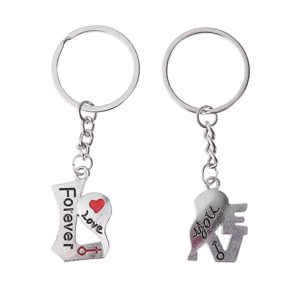 I Love You Keychain Couple Keyrings Valentine's Day Love Gift Assorted Color 8.5 x 3 x 0.2cm Wear-resisting 1 Pair