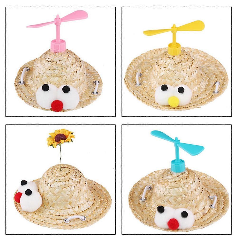 Hat Adorable Woven Bamboo Copter Hat for Dog 1 Set Yellow Size L