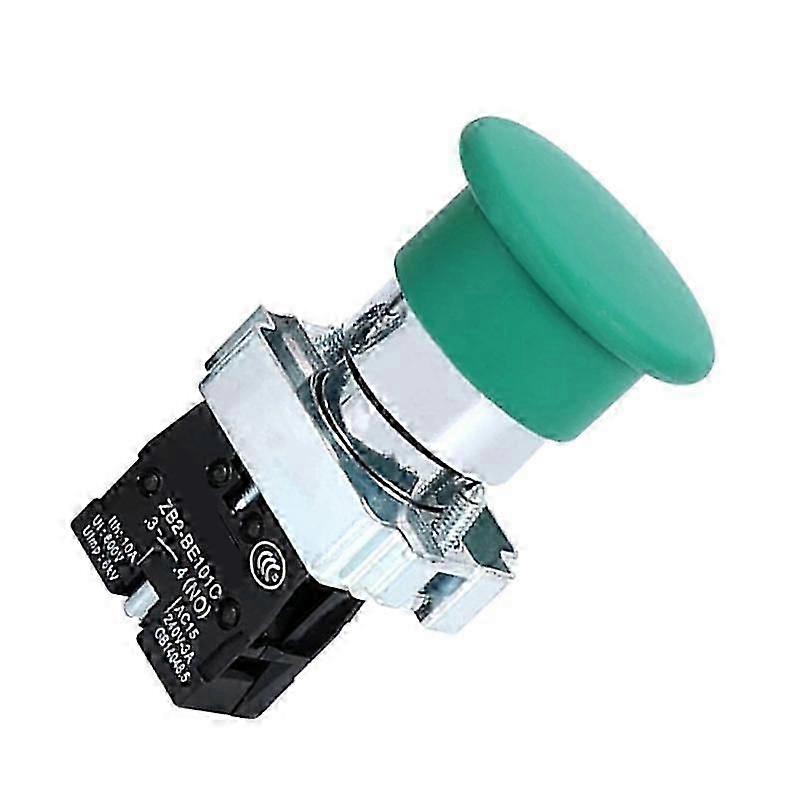 2PCS XB2-BC31C Green Mushroom Head Push Button Switch Self-Reset-Normally Open Push Button Switch Green