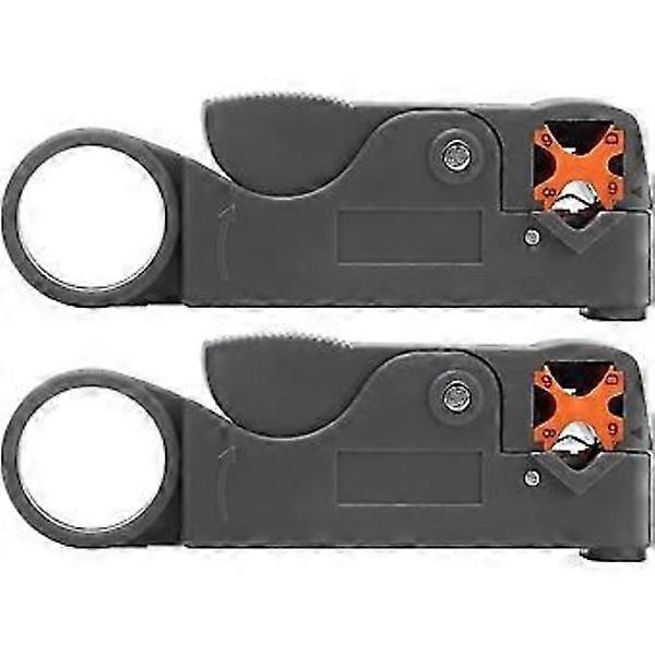 Cable Stripper, Double Blade Design Coax Coaxial Cable Stripping Tool Set Kit (2pcs, Gray)