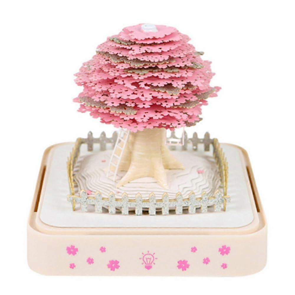 3D Memo Pad Paper Carving Art Calendar Fantasy Castle Notepad 3D Paper Card Gift for Valentine's Day Anniversaries Cherry Blossom Tree