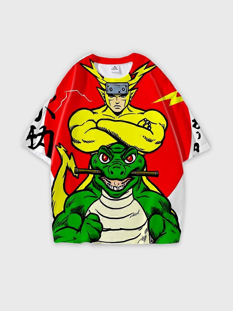 T-shirt round neck Pattern loose short sleeve N3121