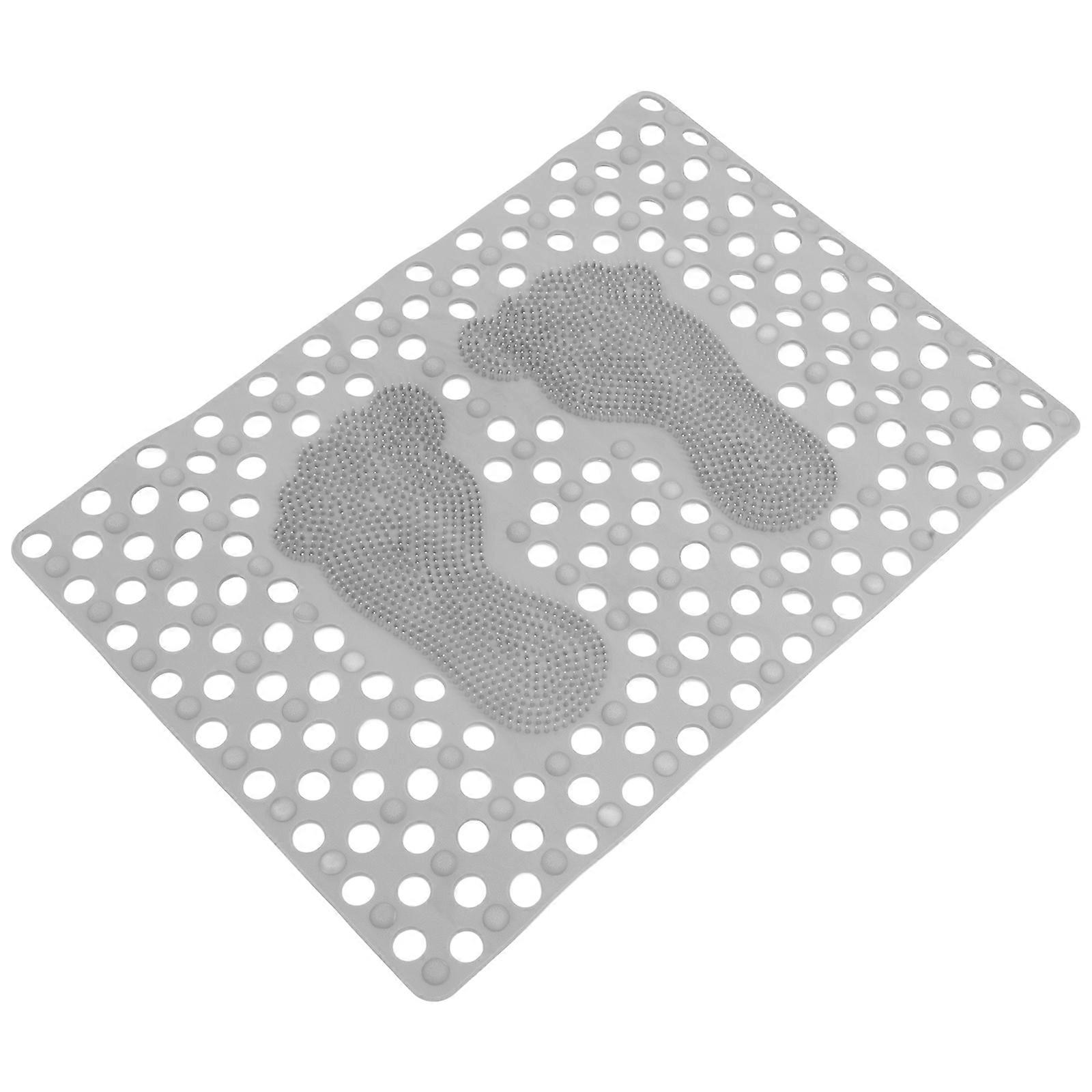 Grey Nonslip TPE Bath Mat for Home with Suction Cups and Comfortable Feel 27.5x19.6 Inches