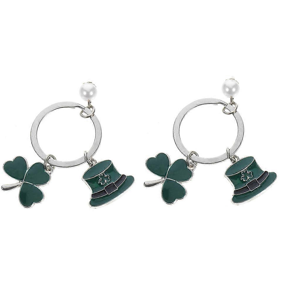 St Patrick's Day Shamrock Keychain Made of Alloy in Green Color for Decoration Use 2 Pieces