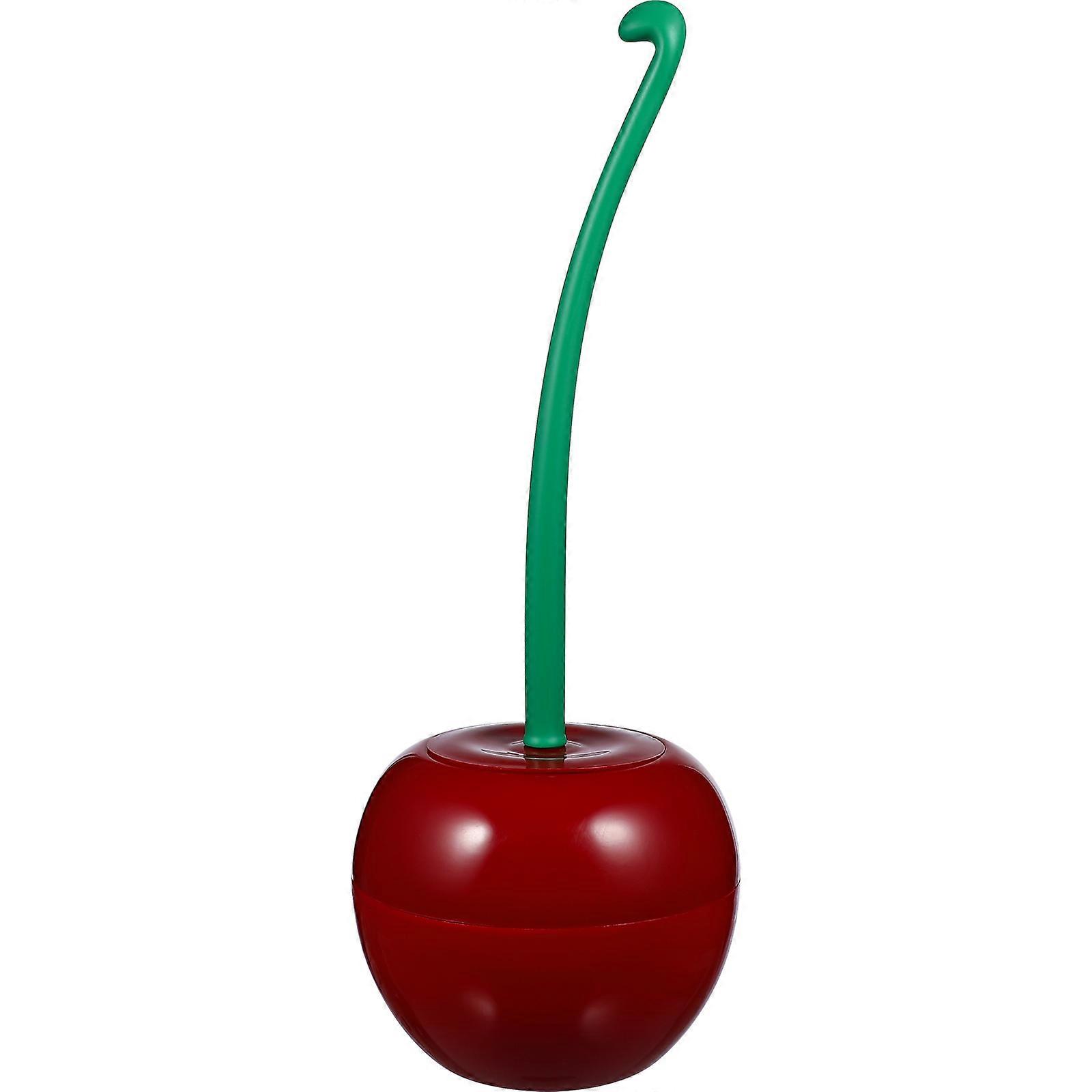 Cherry Shaped Toilet Brush Set with Holder for Bathroom Cleaning Practical Kit in Dark Red Plastic