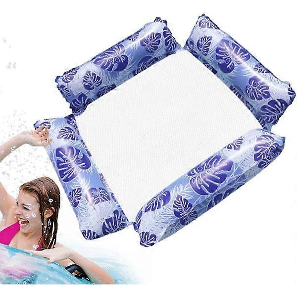 Floating Pool Lounge Inflatable Pool Hammock with Mesh Bottom (Blue)