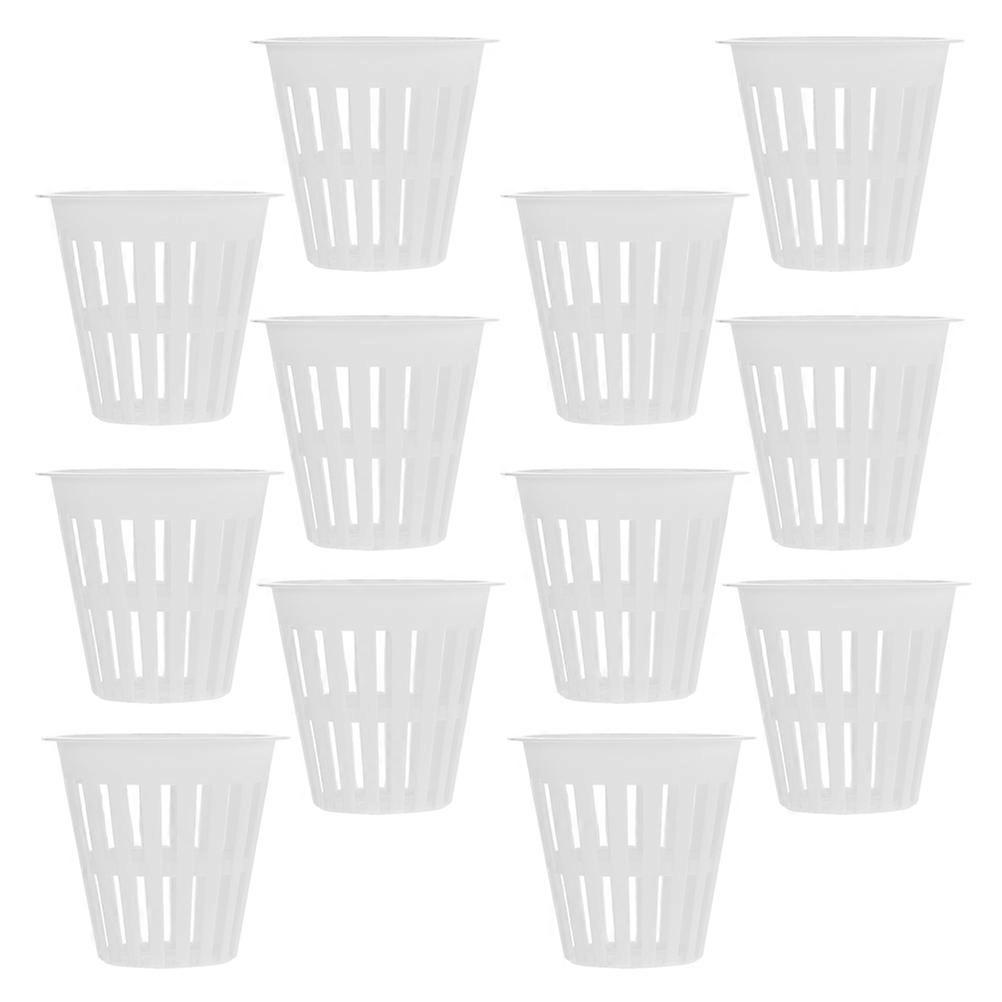 Hydroponic Net Pot Kit with White Plastic Baskets for Soilless Cultivation and Healthy Growth 12pcs