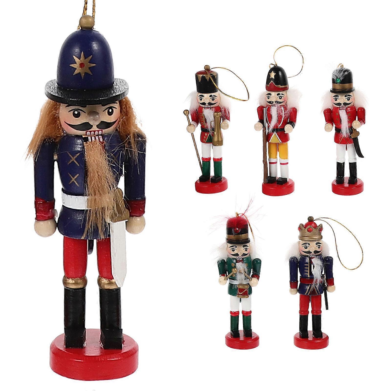 Nutcracker Table Decor Wood Hanging Nutcracker .6x2x12cm For Christmas Party 6Pcs