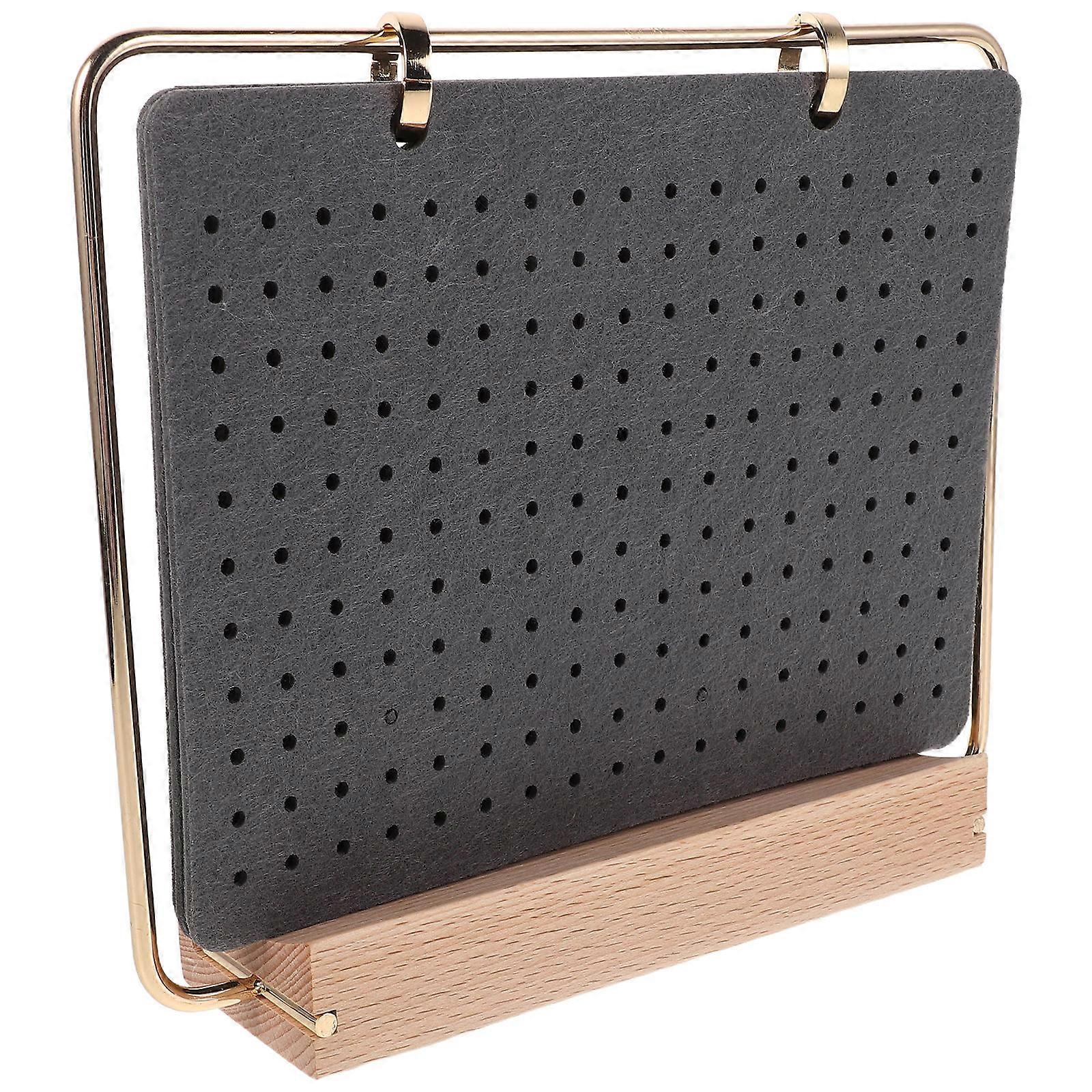 Felt Pin Badge Organizer with Flip Pages and Wooden Base – Soft Surface for Brooches and Enamel Pins, Stable Display and Storage Holder
