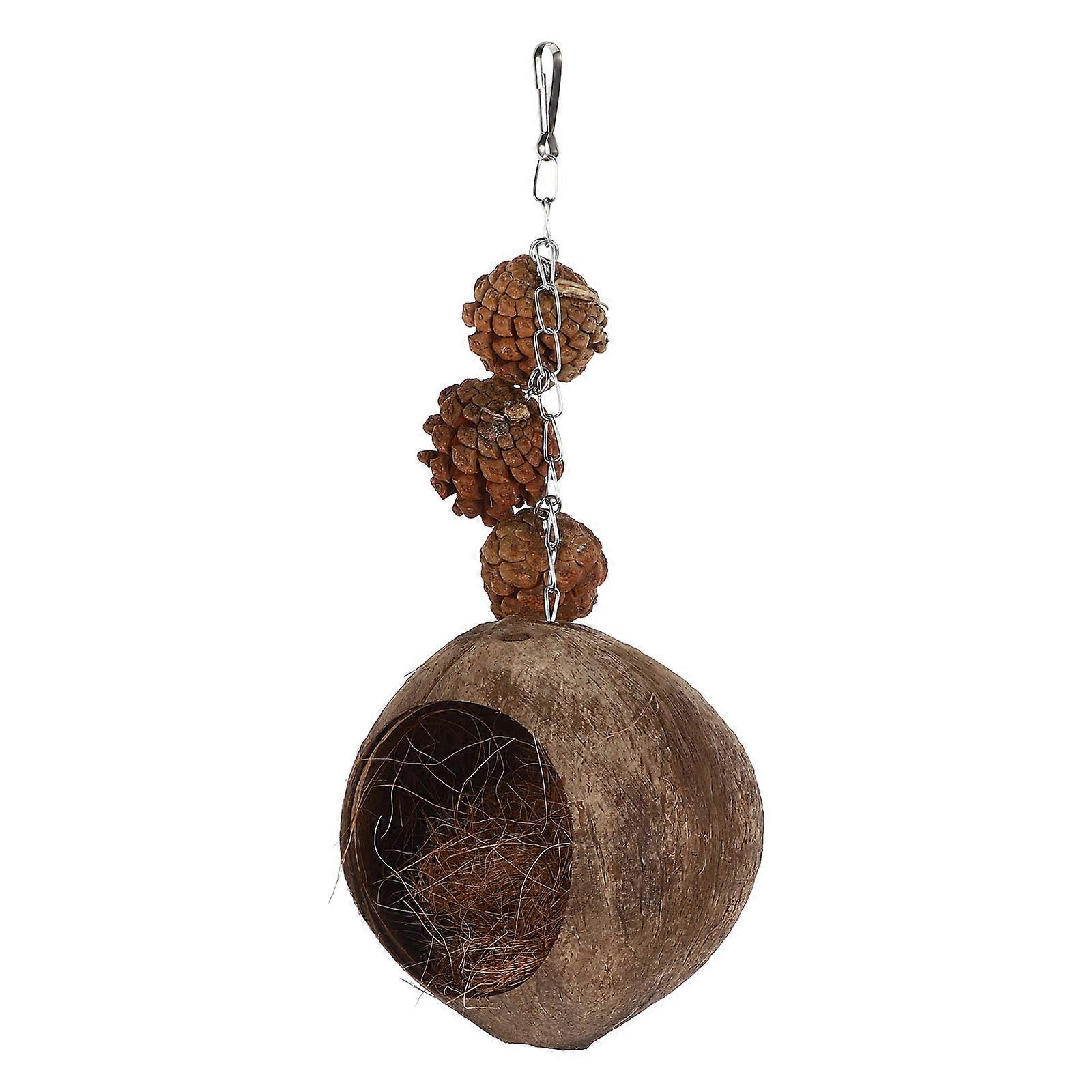 Parrot Hanging Nest Coconut Shell Hammock Comfortable Durable Bed for Birds Cage Accessory Mild Material for Parrots and Parakeets Play and Rest