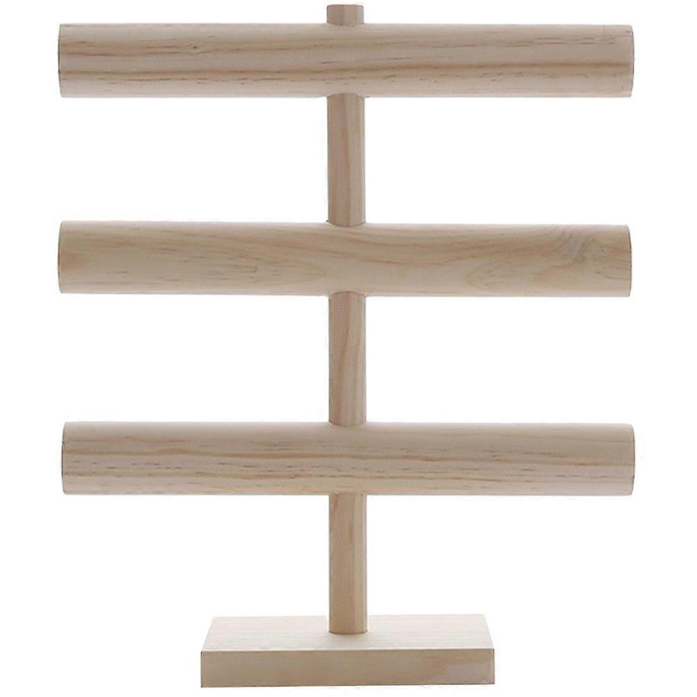 حامل عرض خشبي ثلاثي الطبقات للأساور والقلائد المنظمة للمجوهرات بحجم 34.5X30X10CM مقاس 1 عبوة