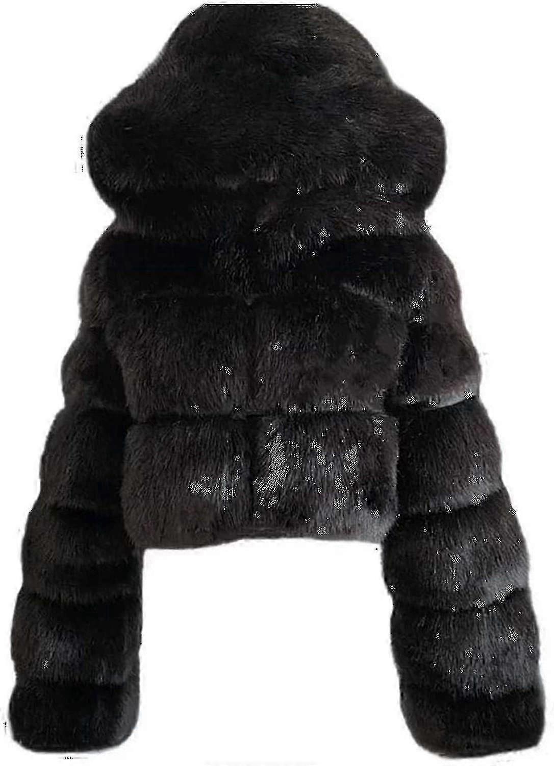 מעיל פרווה מלאכותי נשים עם מעילי בועה קצוצים ברדס מעילי פליז קצרים וחמים מעילי חורף בגודל פלוס לנשים באיכות גבוהה