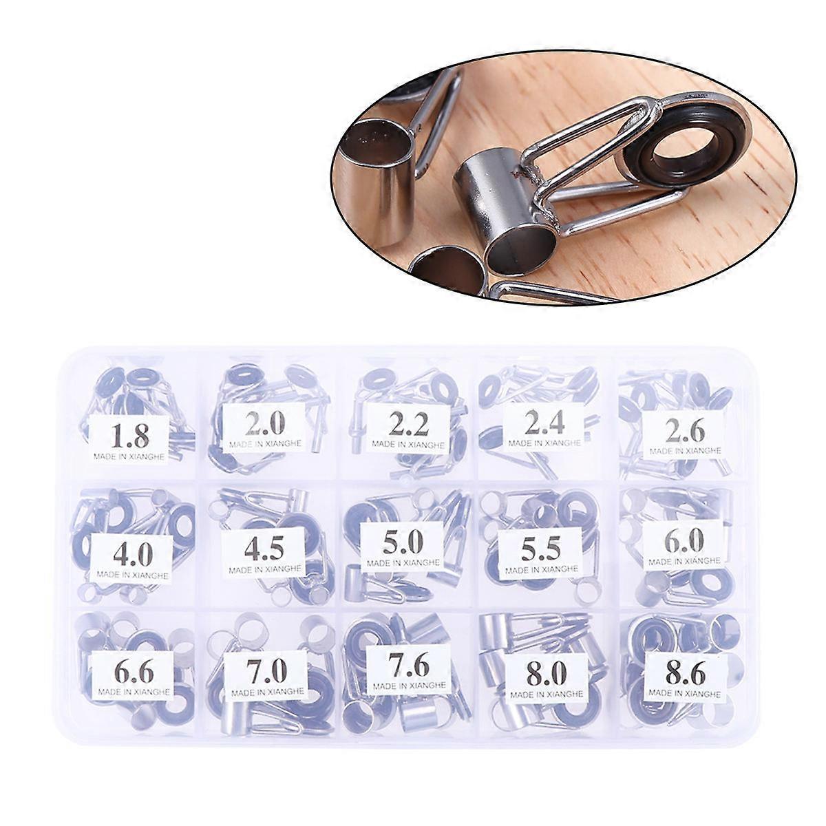 75pcs Fishing Rod Pole Guides Tip Rings Repair Kit
