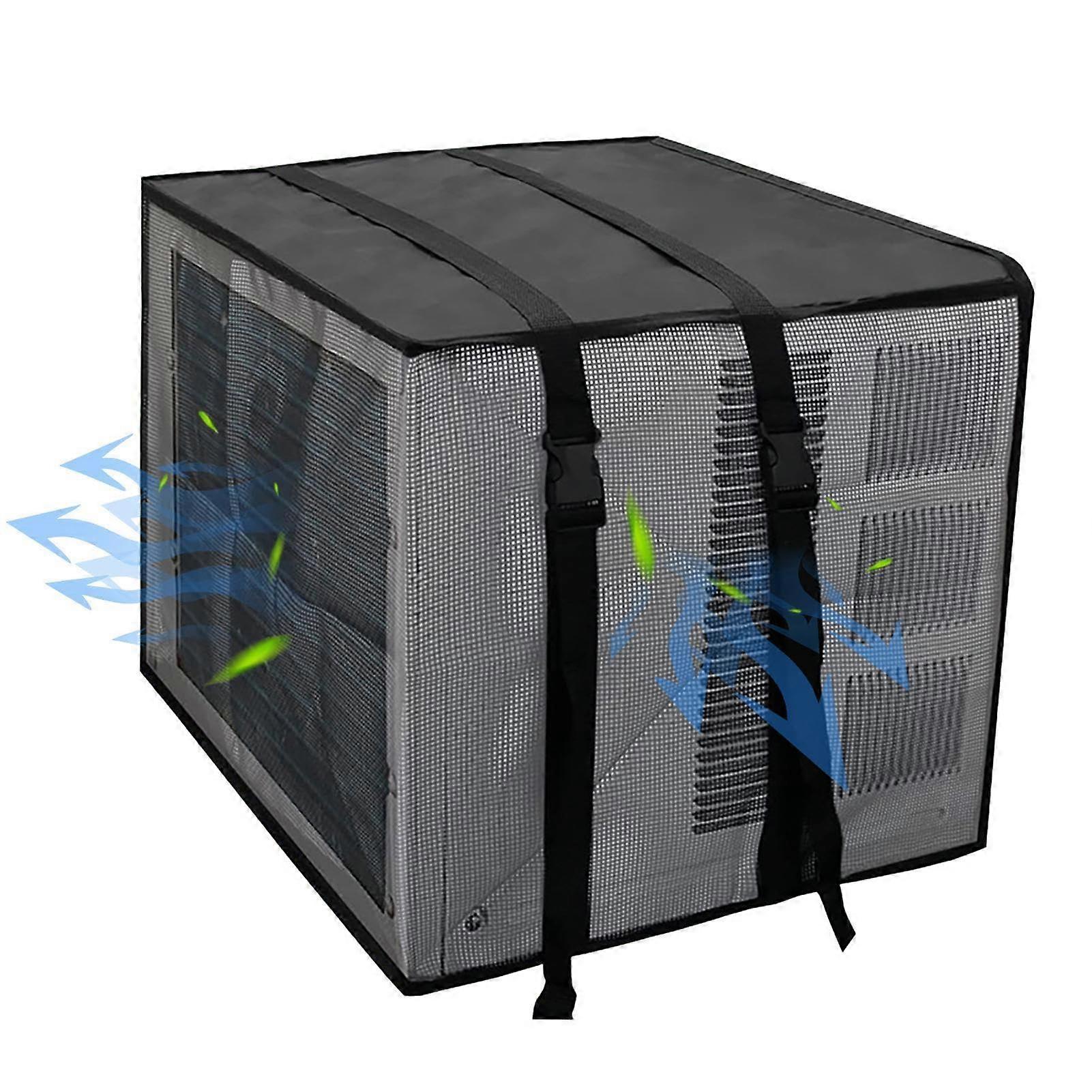 Breathable air conditioner covers with side mesh and adjustable straps, waterproof size A: 43 * 30 * 33 cm.
