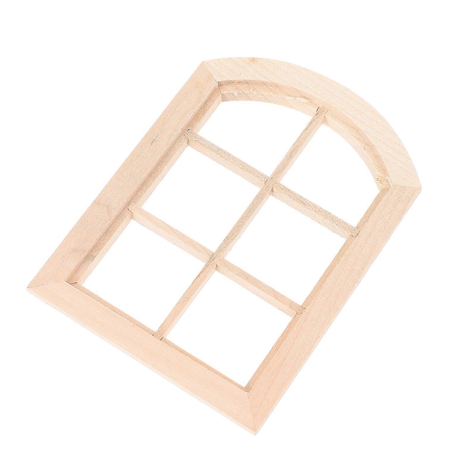 Mini Wooden Dollhouse Window Frame Model Smooth Surface Dollhouse Furniture Decor for Miniature Landscaping and Room Ornament