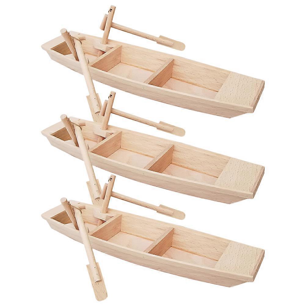 Khaki Plastic Toy Sailboat Statue for Kids Use Sturdy and Durable Craft Boat 3pcs
