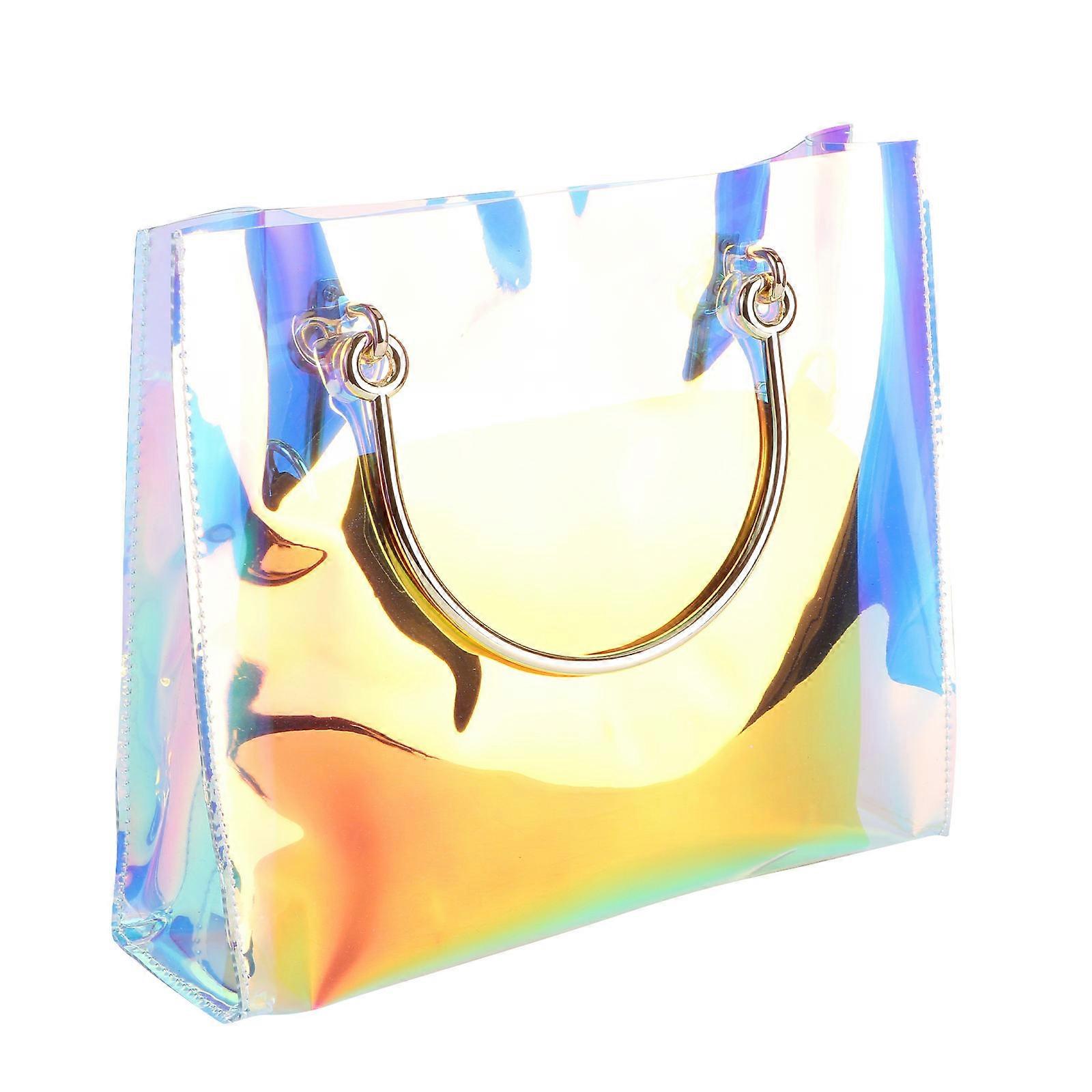1 Set PVC Transparent Tote Bag Crossbody Bag One shoulder Messenger Bag with Chain New Size Bags for Women (Horizontal Version)