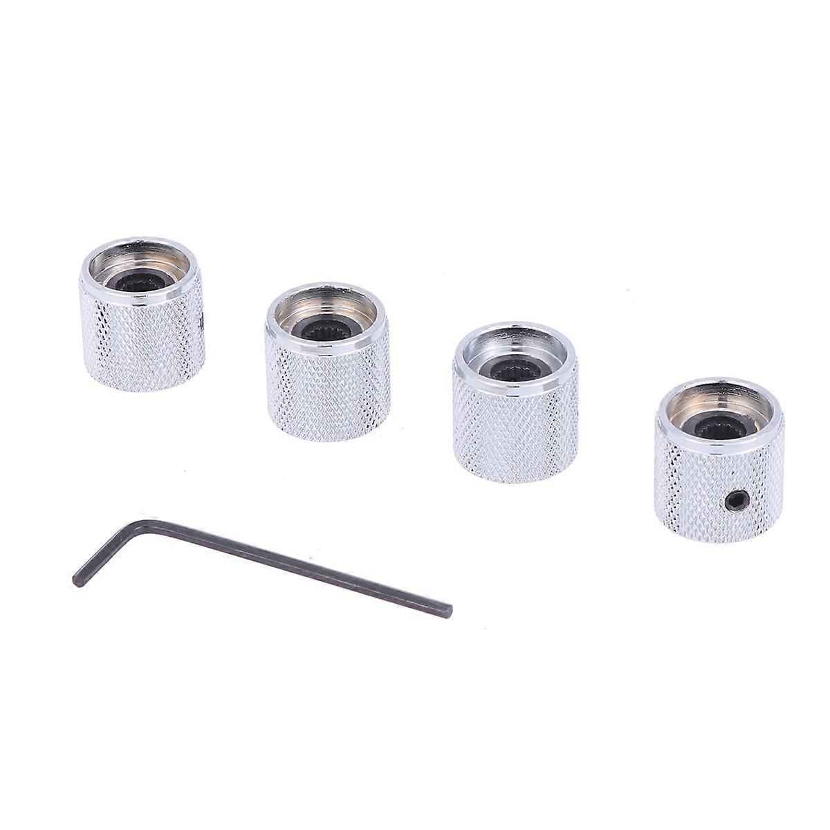 Electric Guitar Volume Knob for Bass with Wrench Made of Durable Metal Silver 5 Pieces